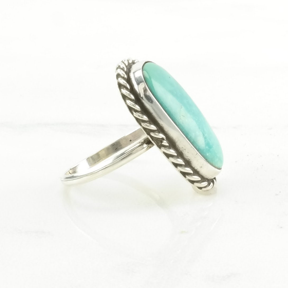 Vintage Sterling Silver Ring Turquoise Light Blue Size 6