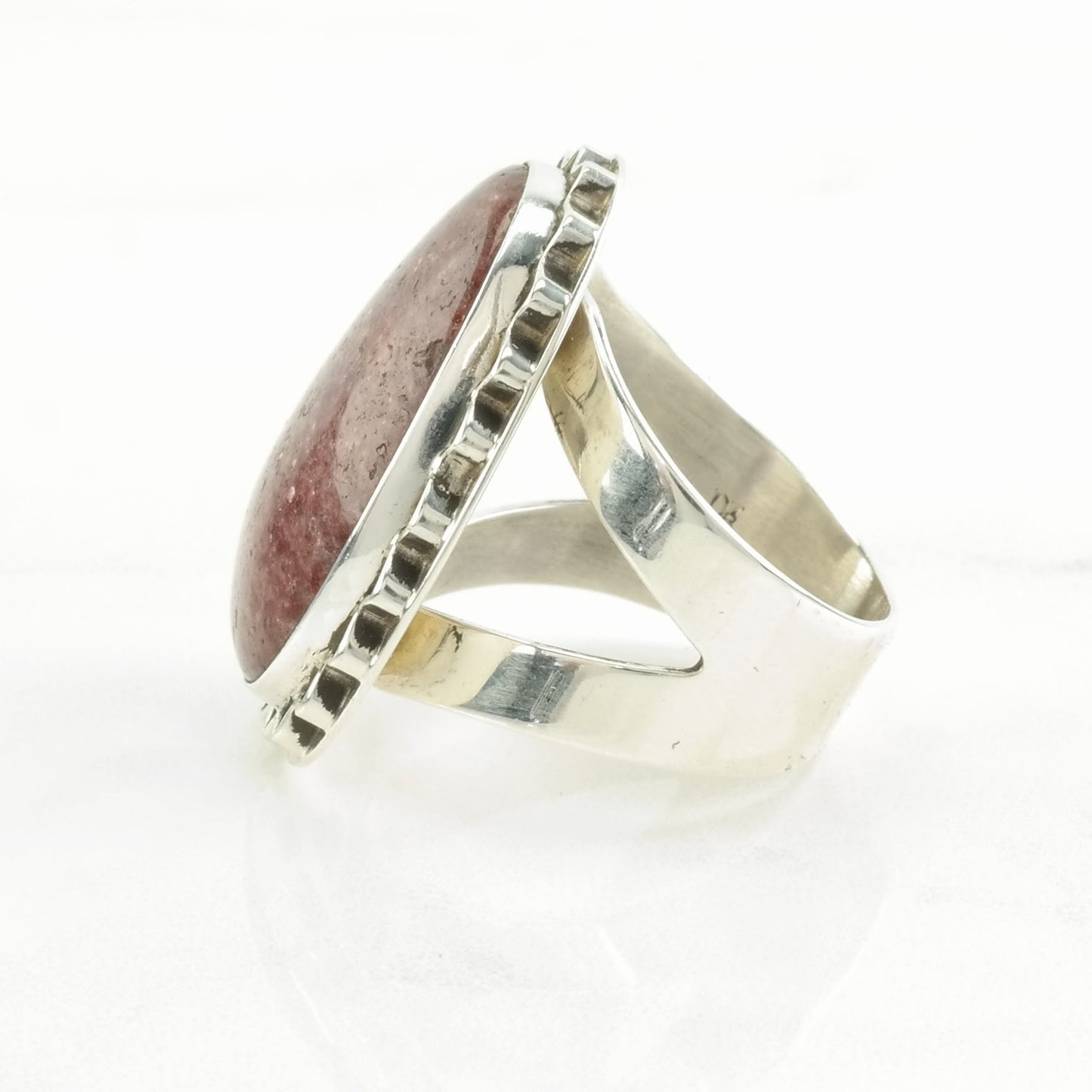 Vintage DTR Silver Ring Strawberry Quartz Large Sterling Pink Size 8 1/4