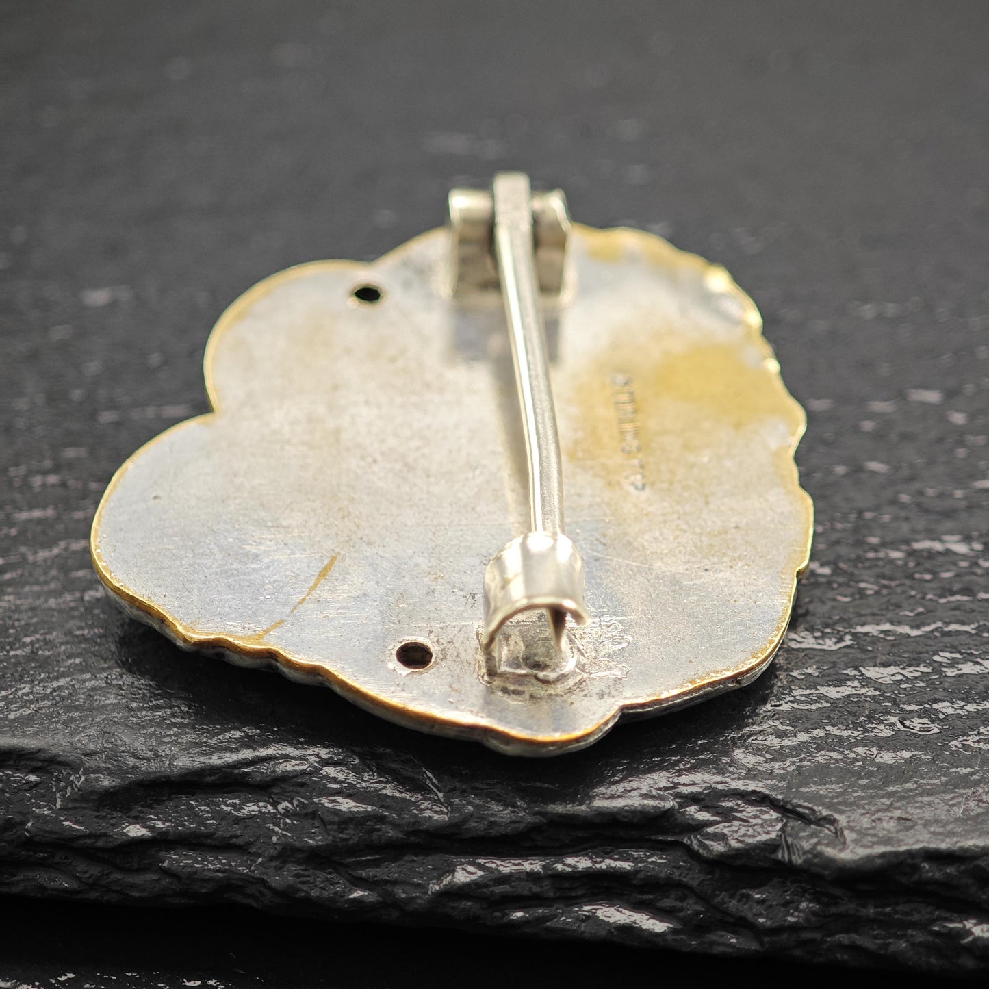 Damaged, Art Nouveau Children Brooch Sterling Top