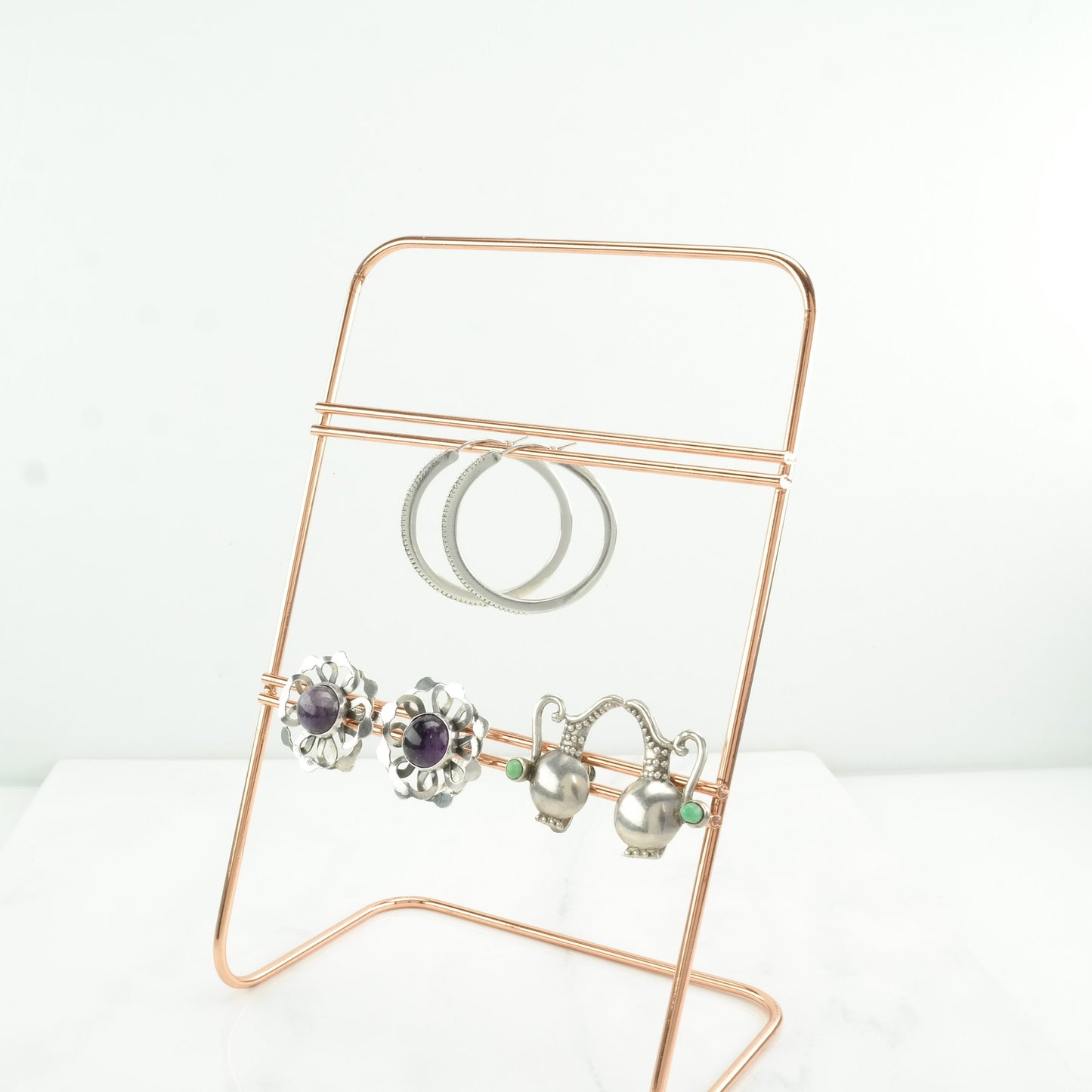 HOB Sterling Silver White Diamond Fishtail Setting Earrings Hoop