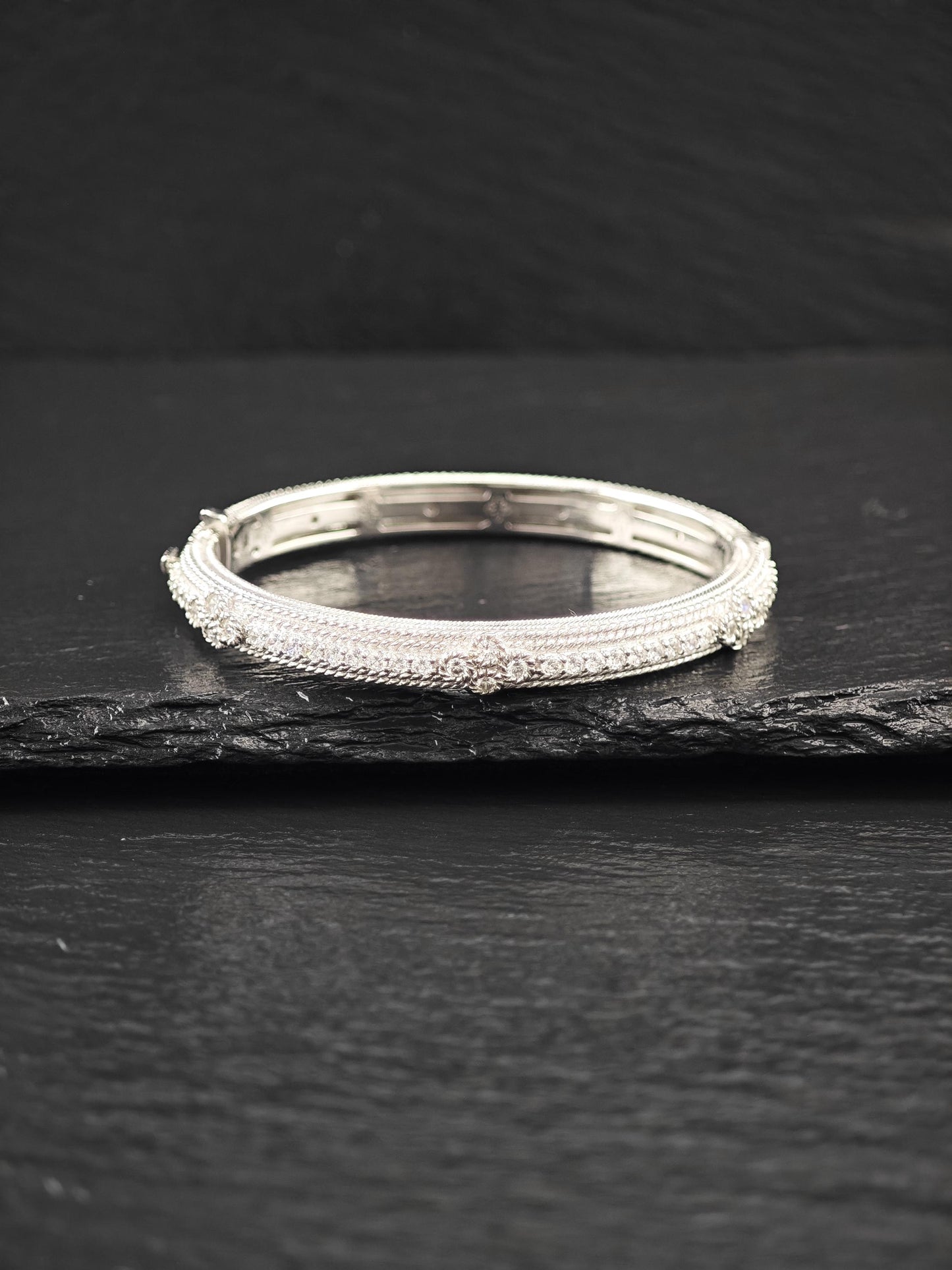 Judith Ripka DQCZ Bangle Bracelet Sterling Silver