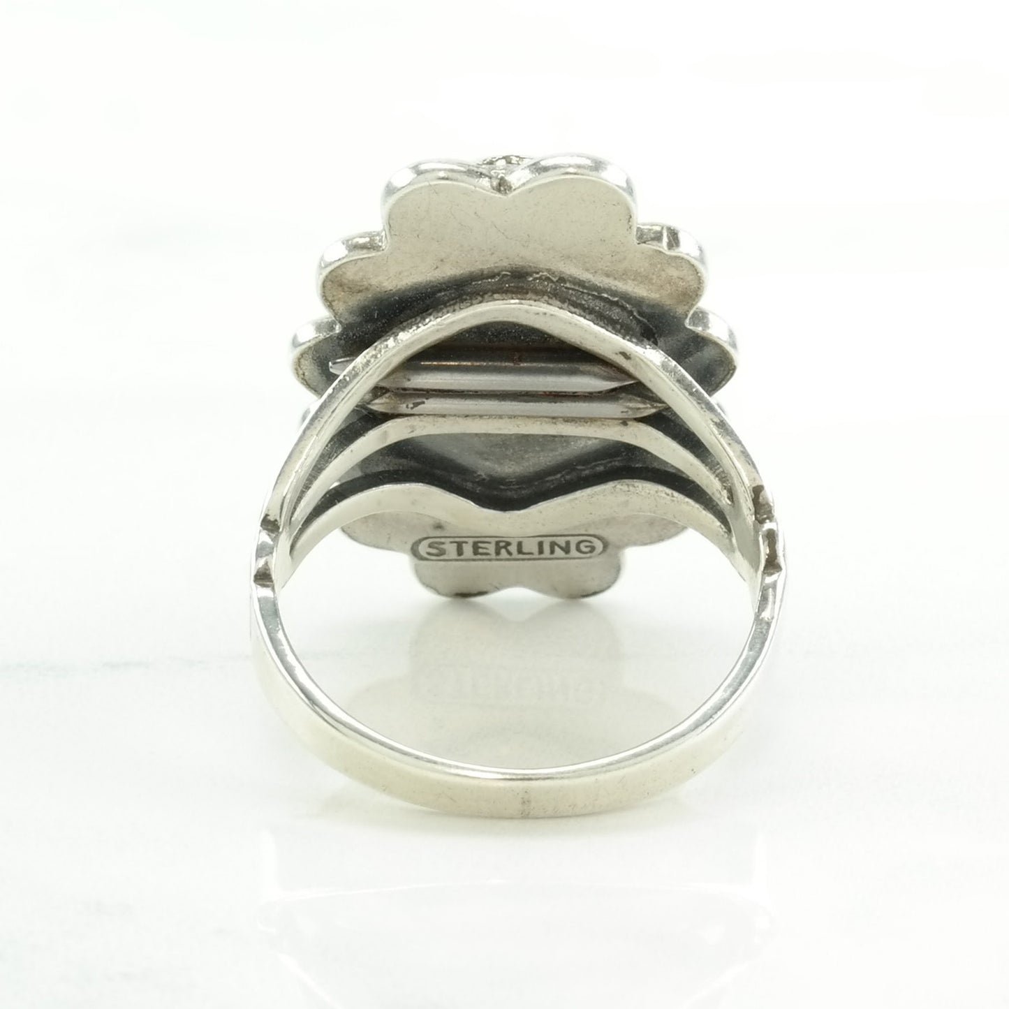 Vintage Native American Silver Ring Turquoise Oval Sterling Size 7 1/4