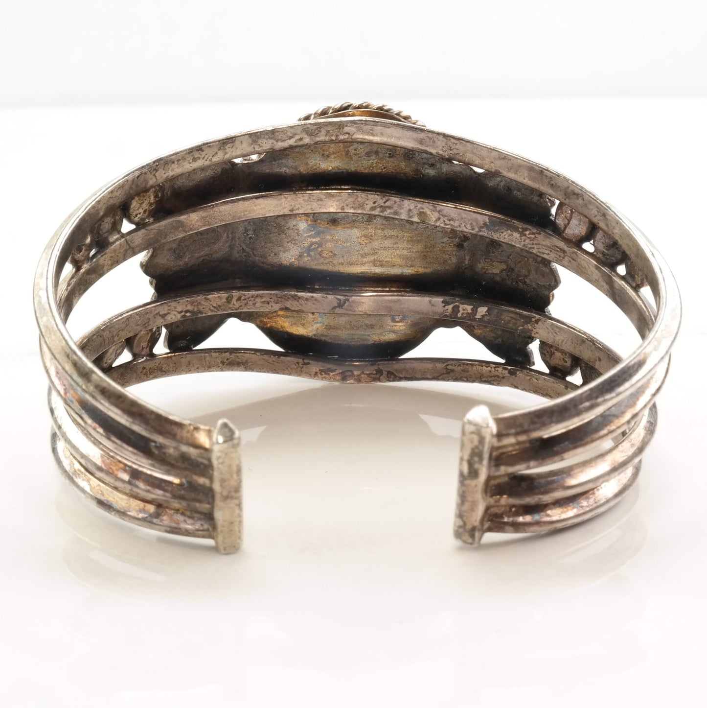 Native American Sterling Silver Turquoise Oval Cuff Bracelet