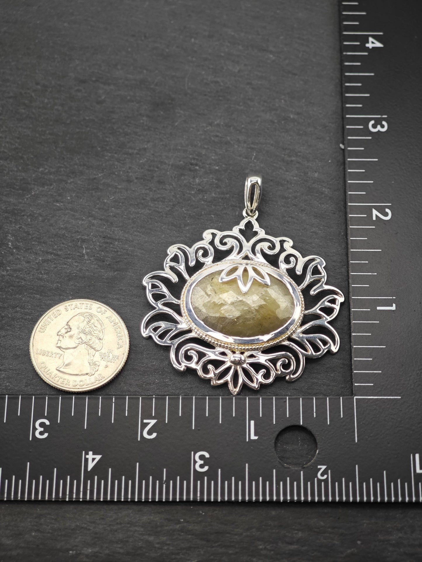 PTI Corundum Filigree Sterling Silver Pendant