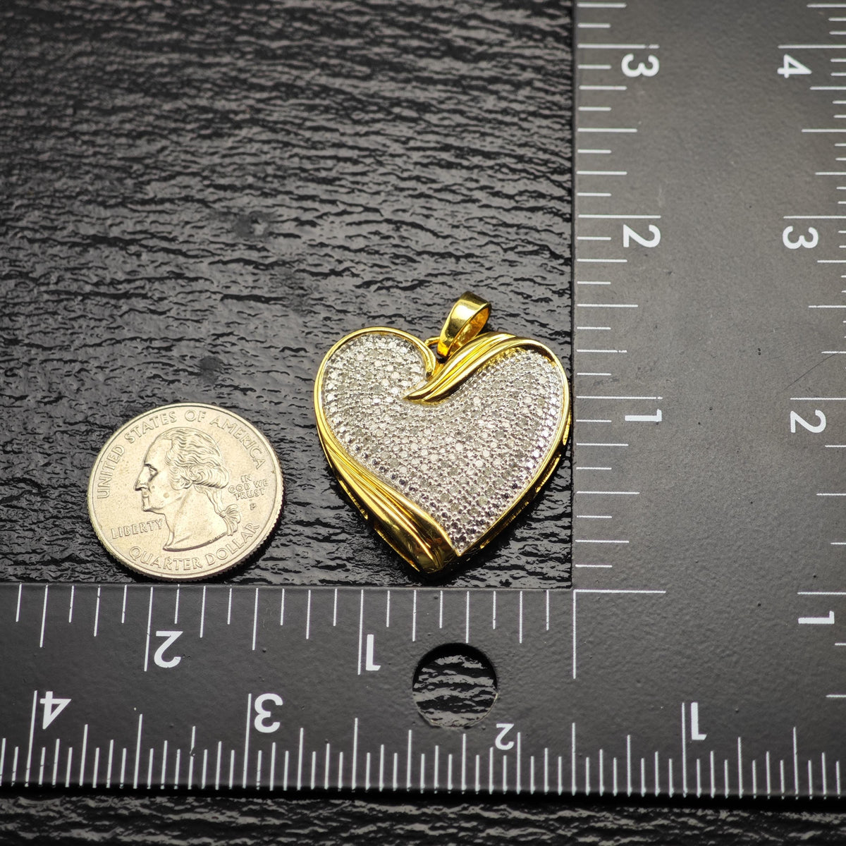 1/2 cttw Pave Diamond Gold-Plated Heart Pendant P3114