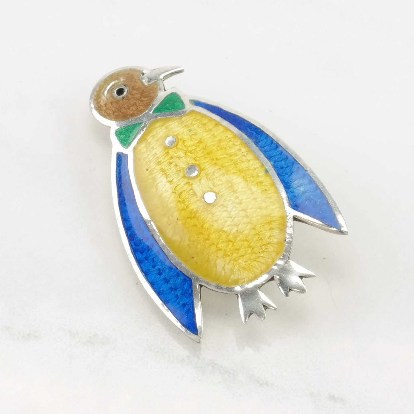 Taxco Sterling Silver Brooch Penguin Enamel B1936