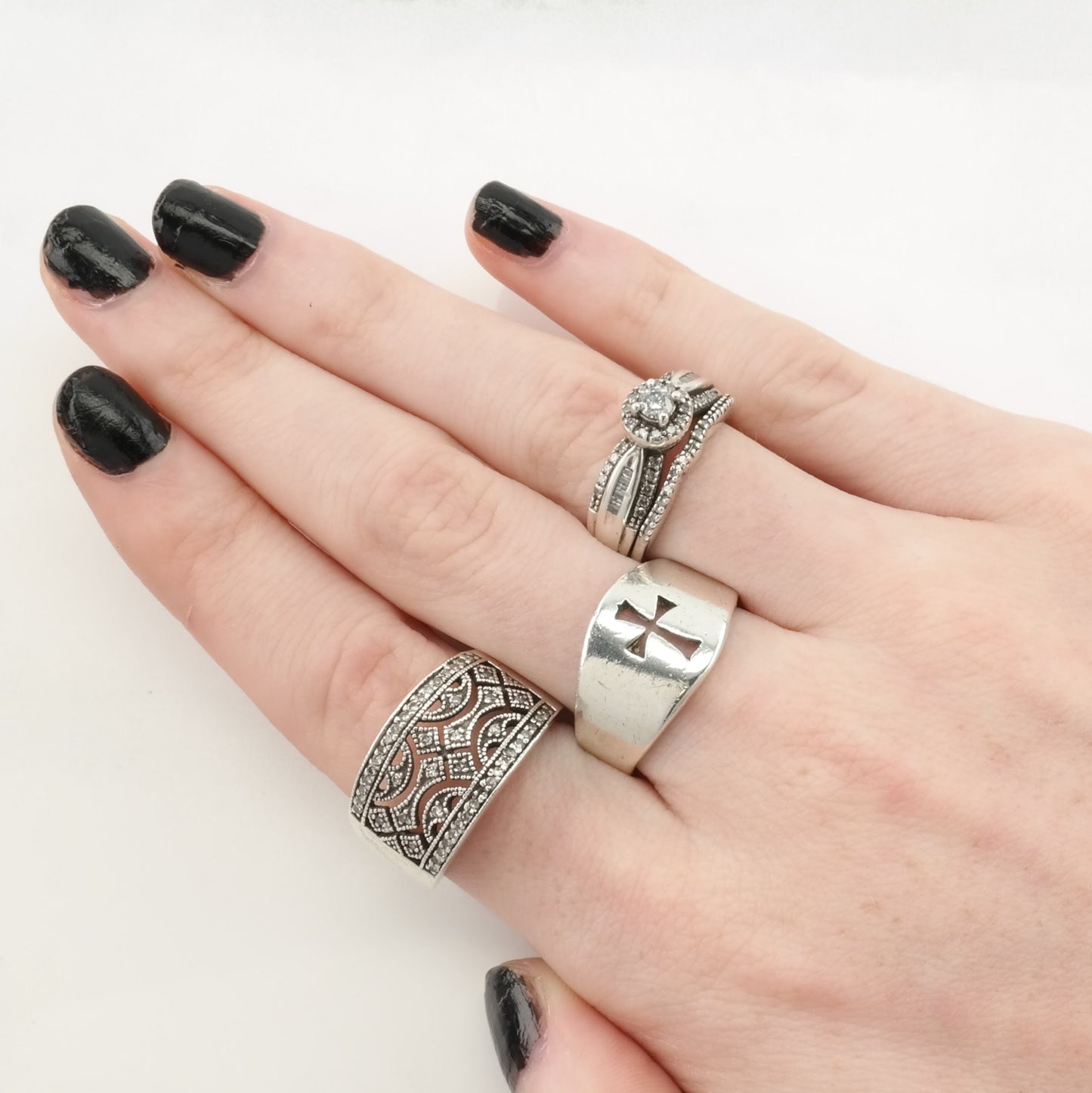 Vintage Sterling Silver Ring Cross Cutout Size 7 3/4