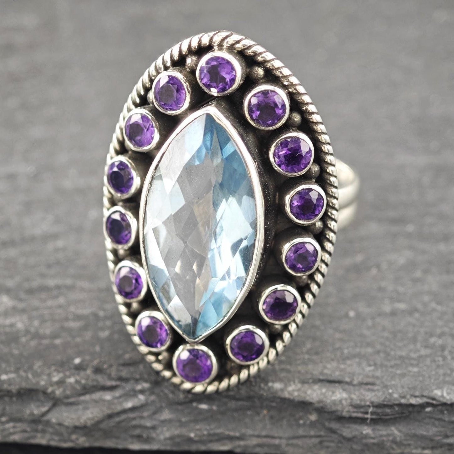 Nicky Butler Topaz, Amethyst Ring Sterling Silver