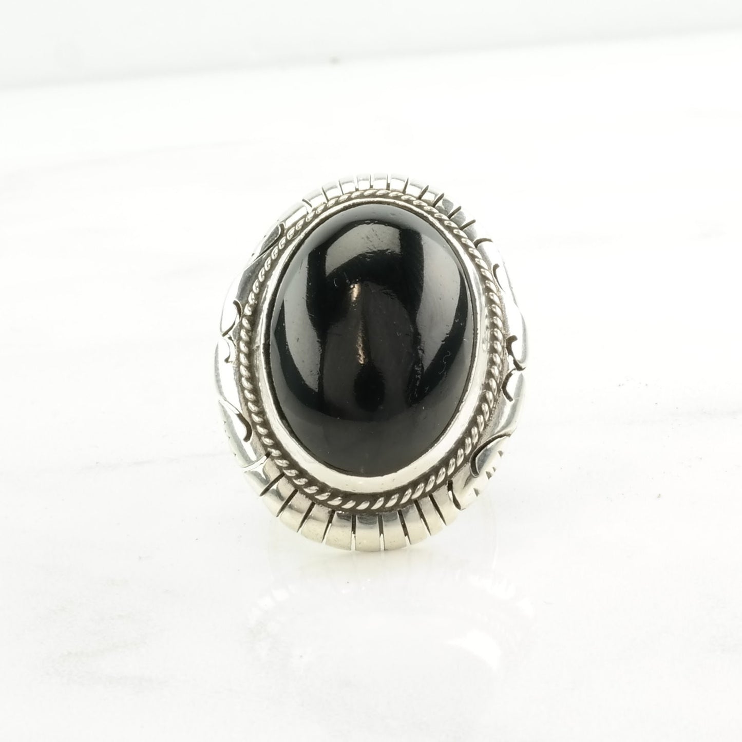 Vintage Native American Silver Ring Onyx Sterling Black Size 7