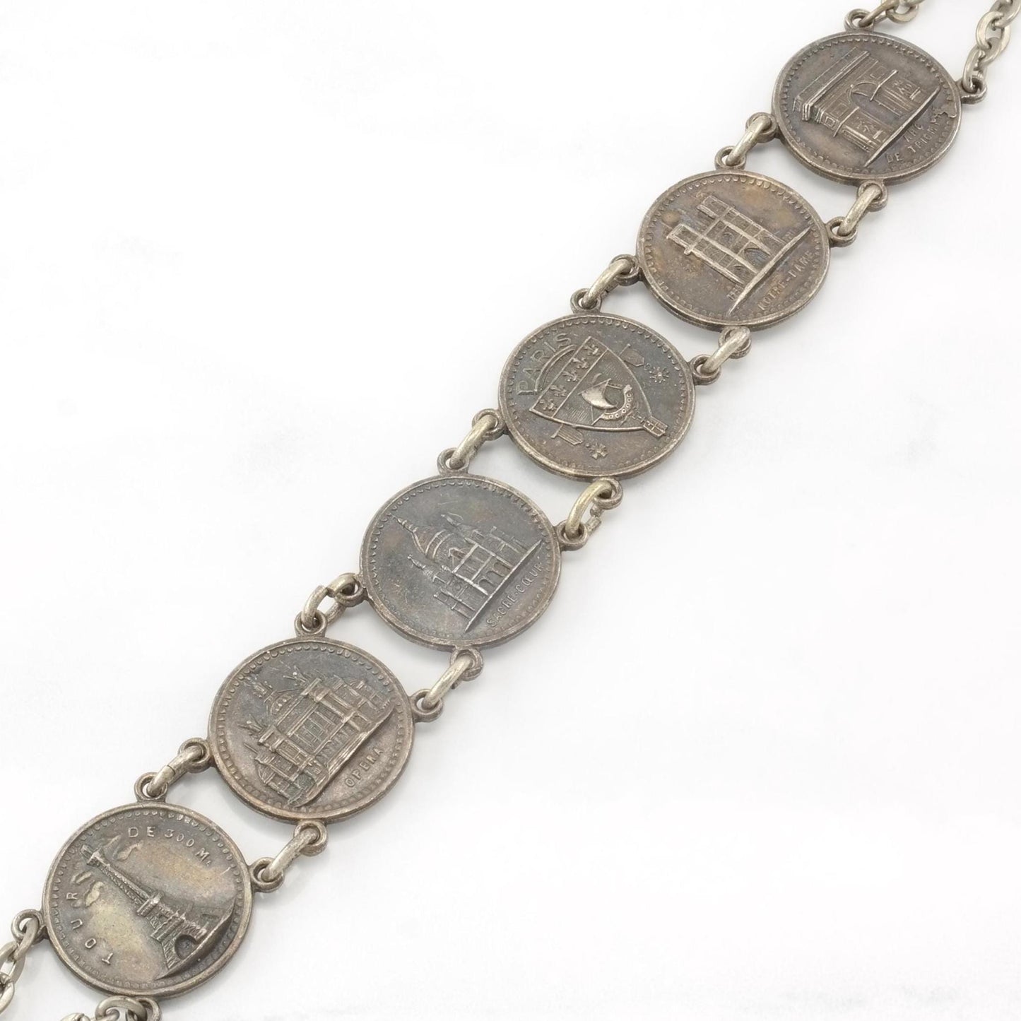 Metal Paris Tourist Link Bracelet French Silverplate