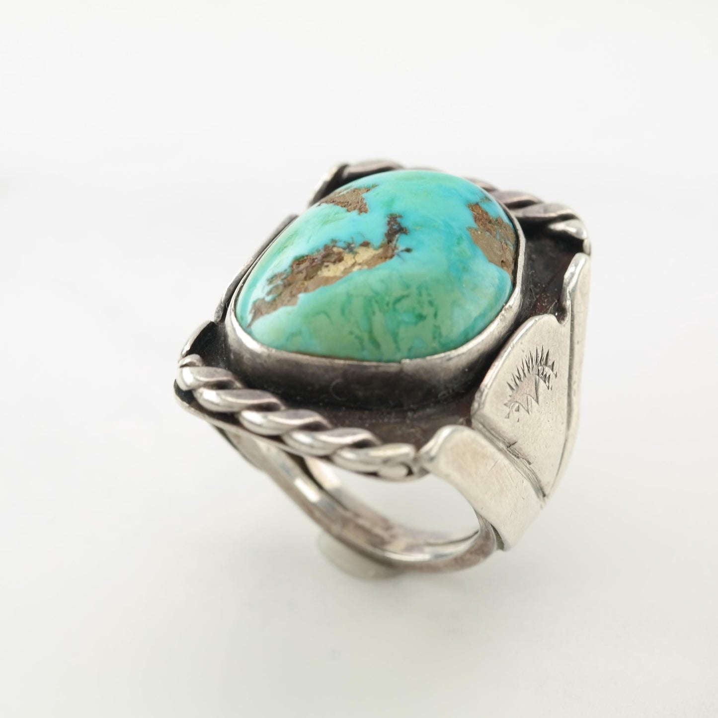 Historic, Native Turquoise Sterling Silver Ring Sz5 3/4 R5564