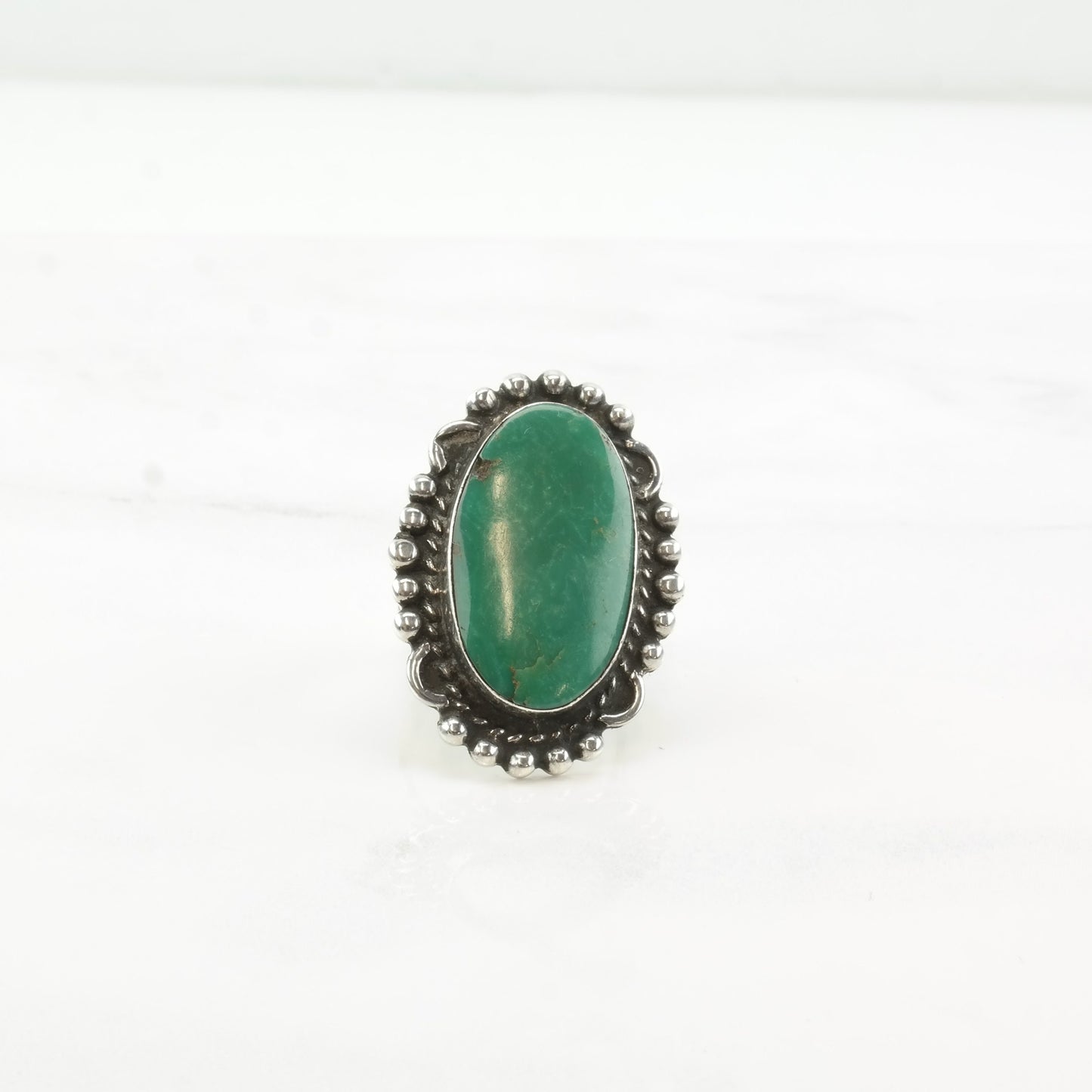 Vintage Fred Harvey Era Silver Ring Turquoise Oval Sterling Size 6