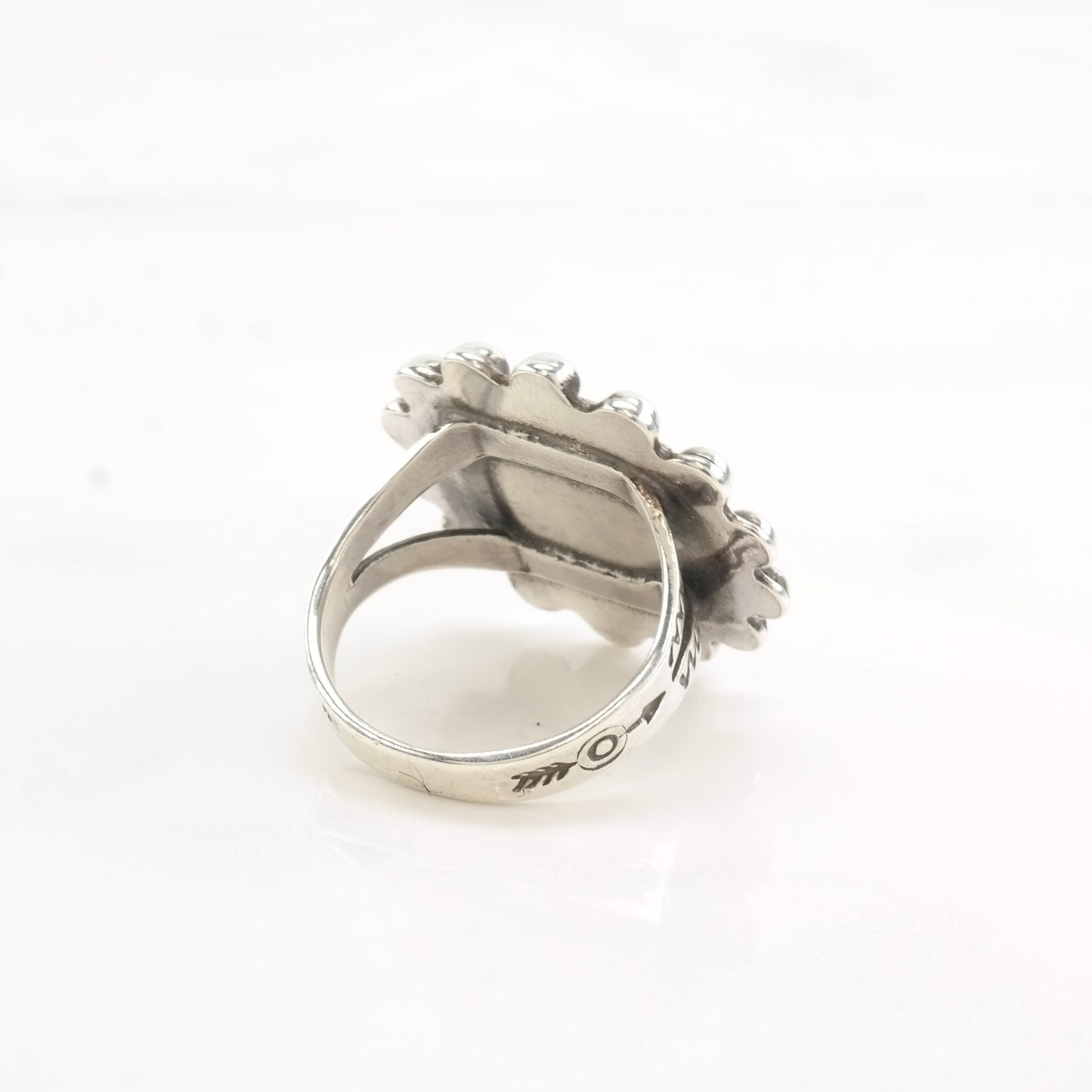 Vintage Fred Harvey Era Silver Ring Turquoise Circle Sterling Size 6 3/4