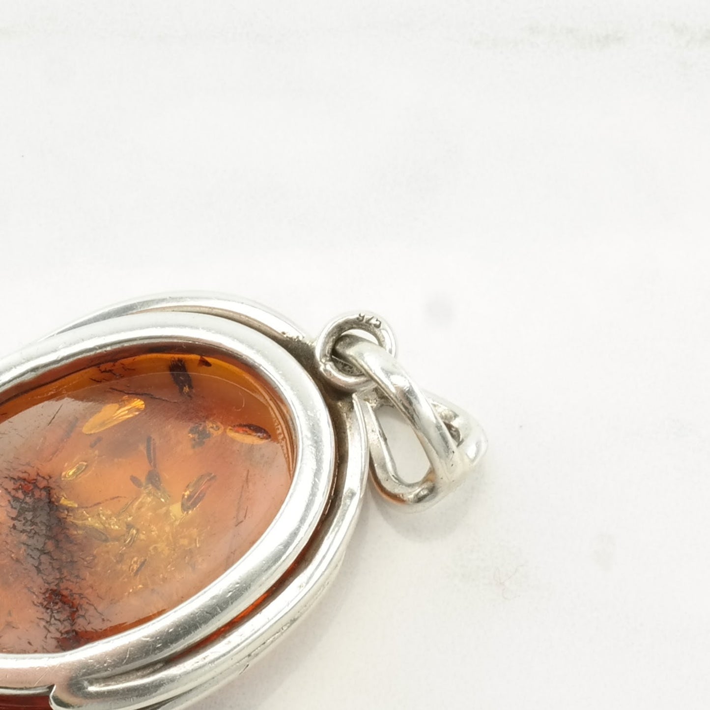 Vintage Amber Large Sterling Silver Pendant