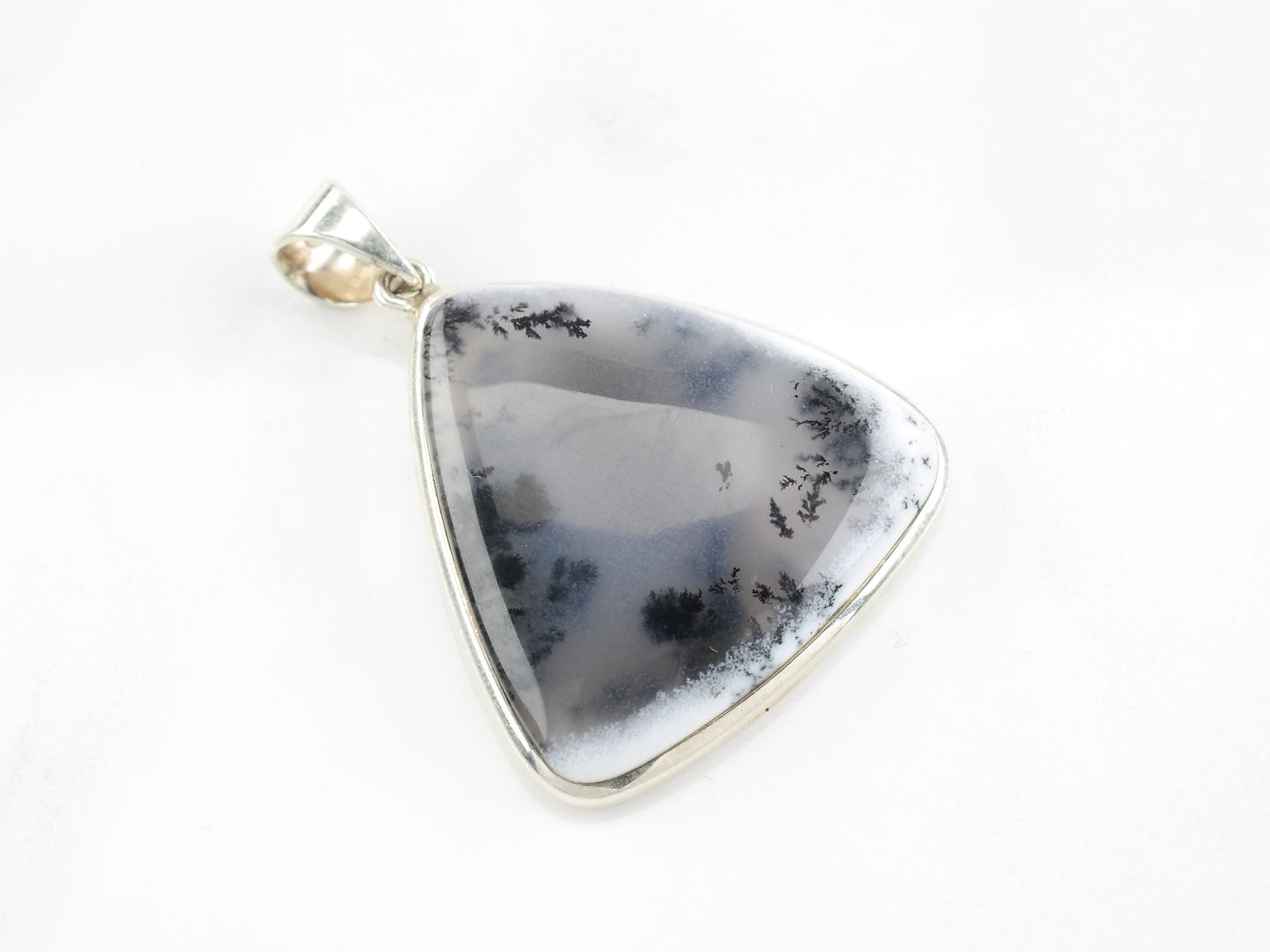 Dendritic Agate Triangle Pendant Sterling Silver