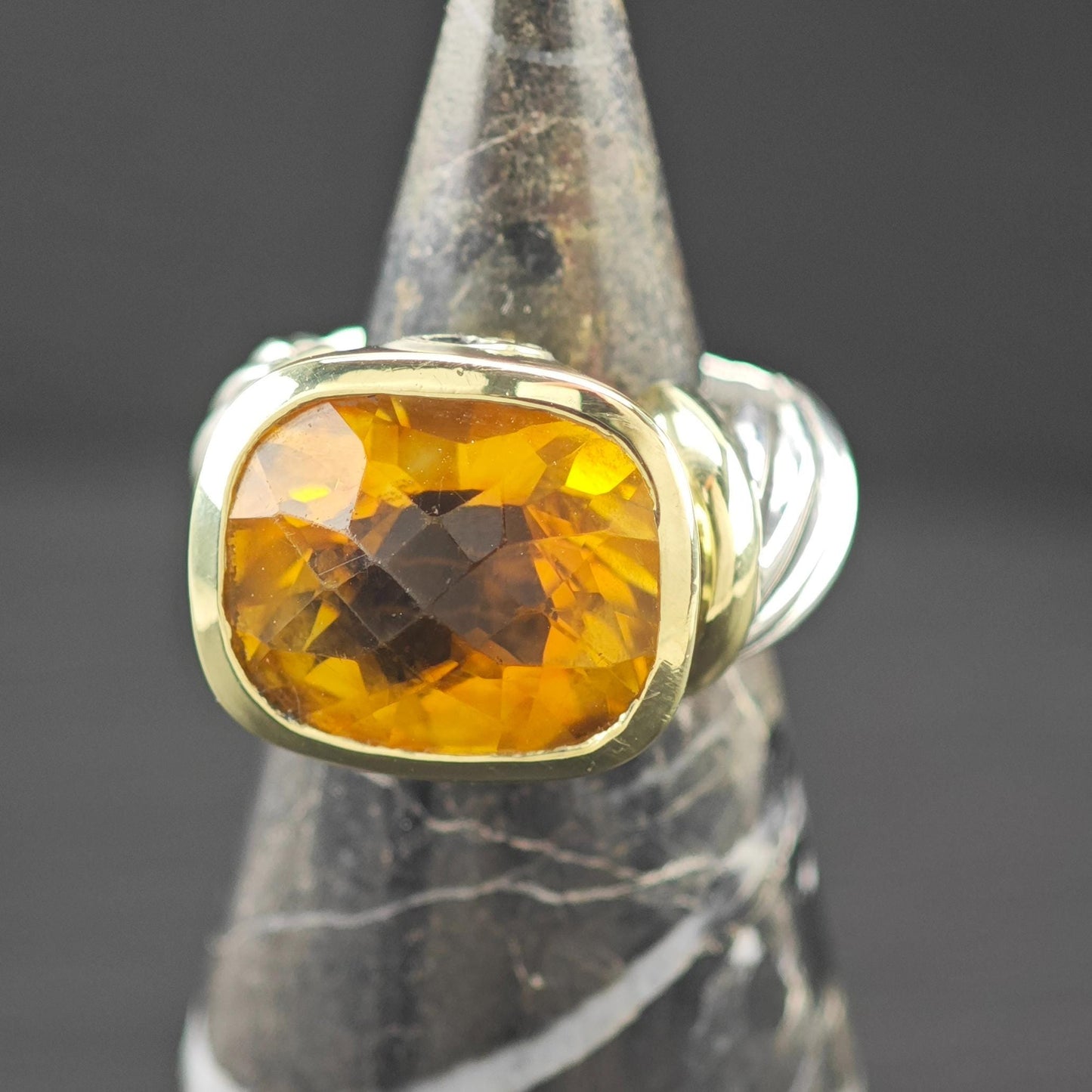 David Yurman Citrine Noblesse Ring, 14k Gold Accent, Sterling Silver