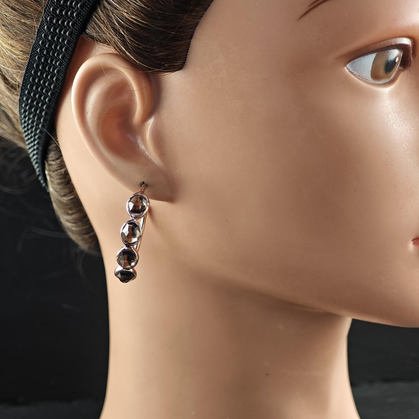 Ippolita Rose Gold, Brown Quartz Rock Candy Hoop Earrings Sterling Silver