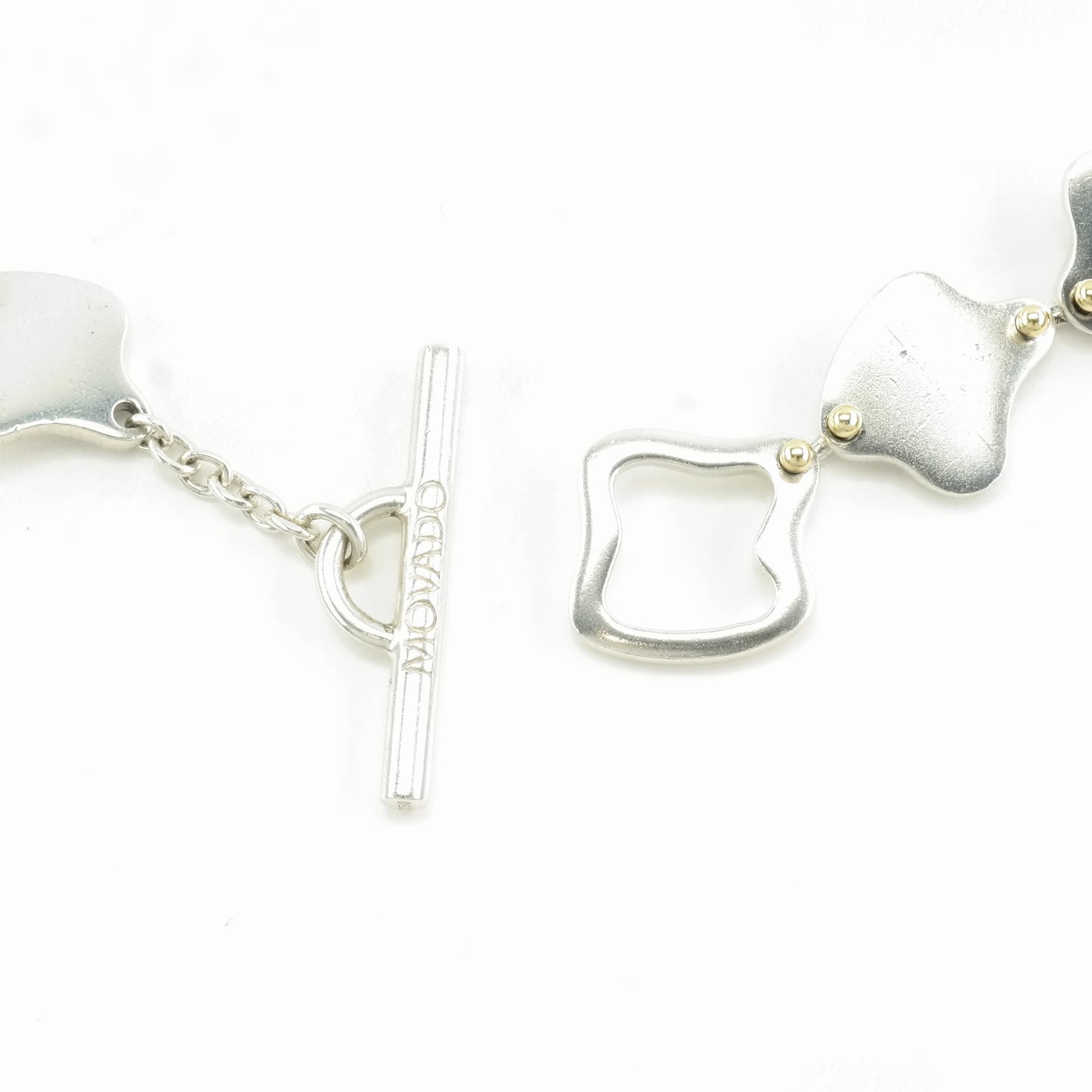 Vintage Movado Sterling Silver Modernist Gold Accent Necklace