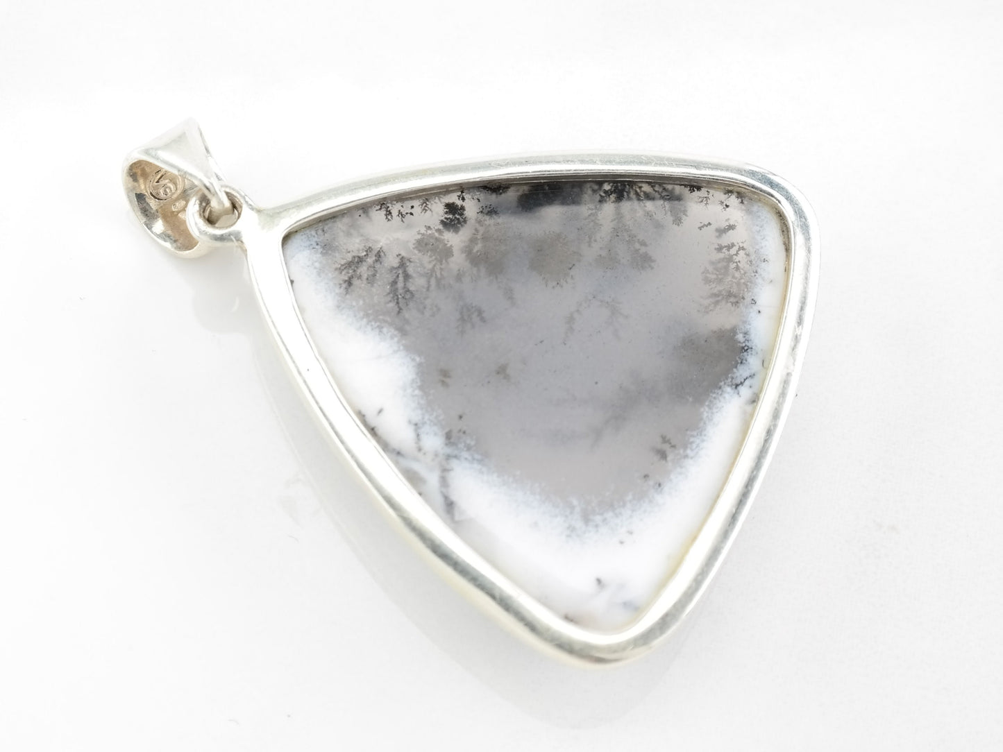 Dendritic Agate Triangle Pendant Sterling Silver