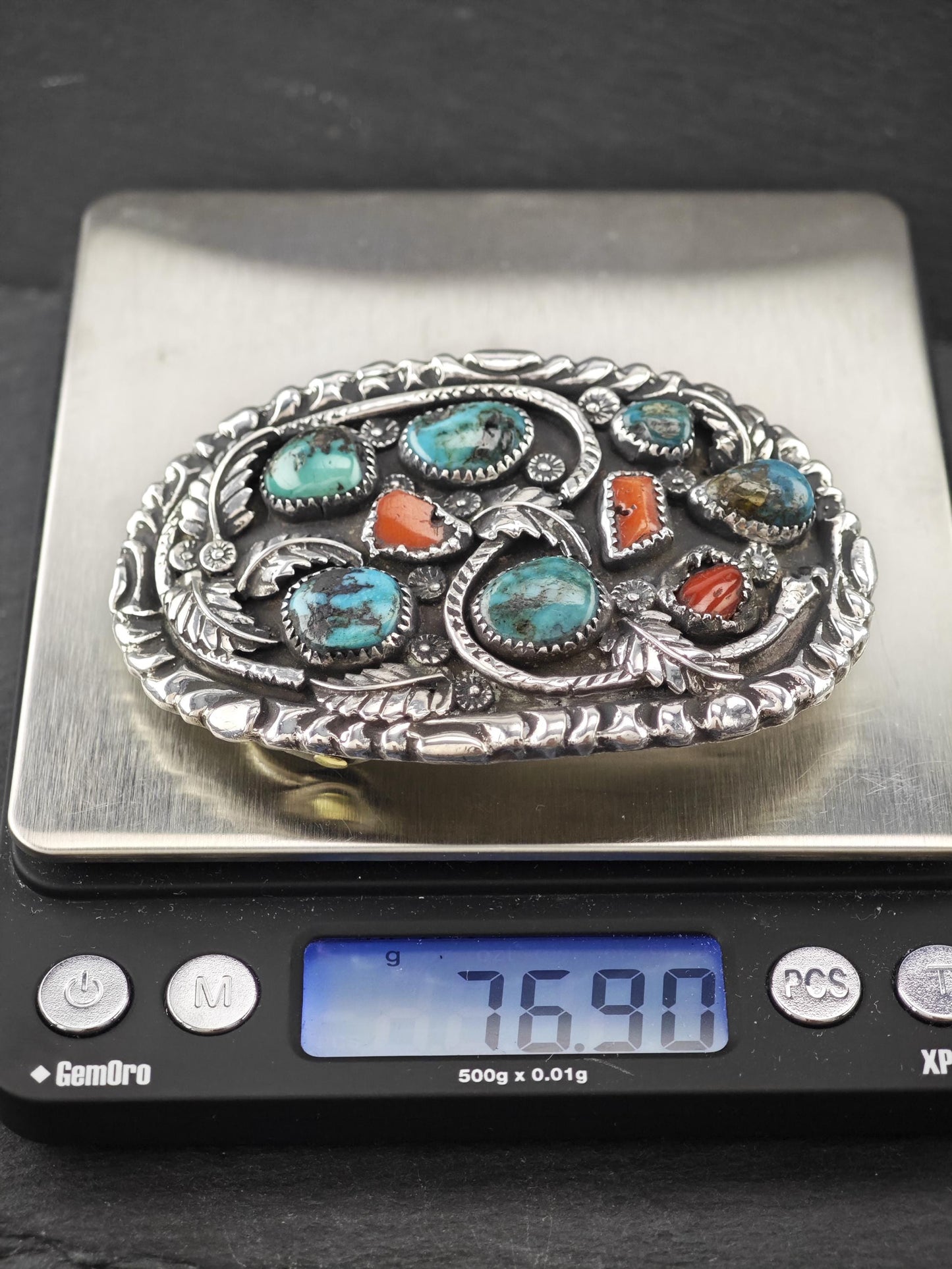 Attr Dan Simplicio Zuni, Native American Belt Buckle Sterling Silver