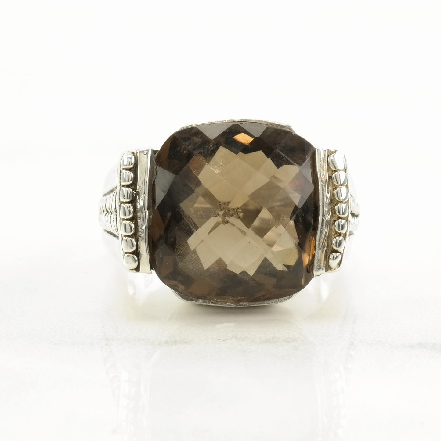 Vintage Sterling Silver Ring Smoky Quartz Size 7 1/2