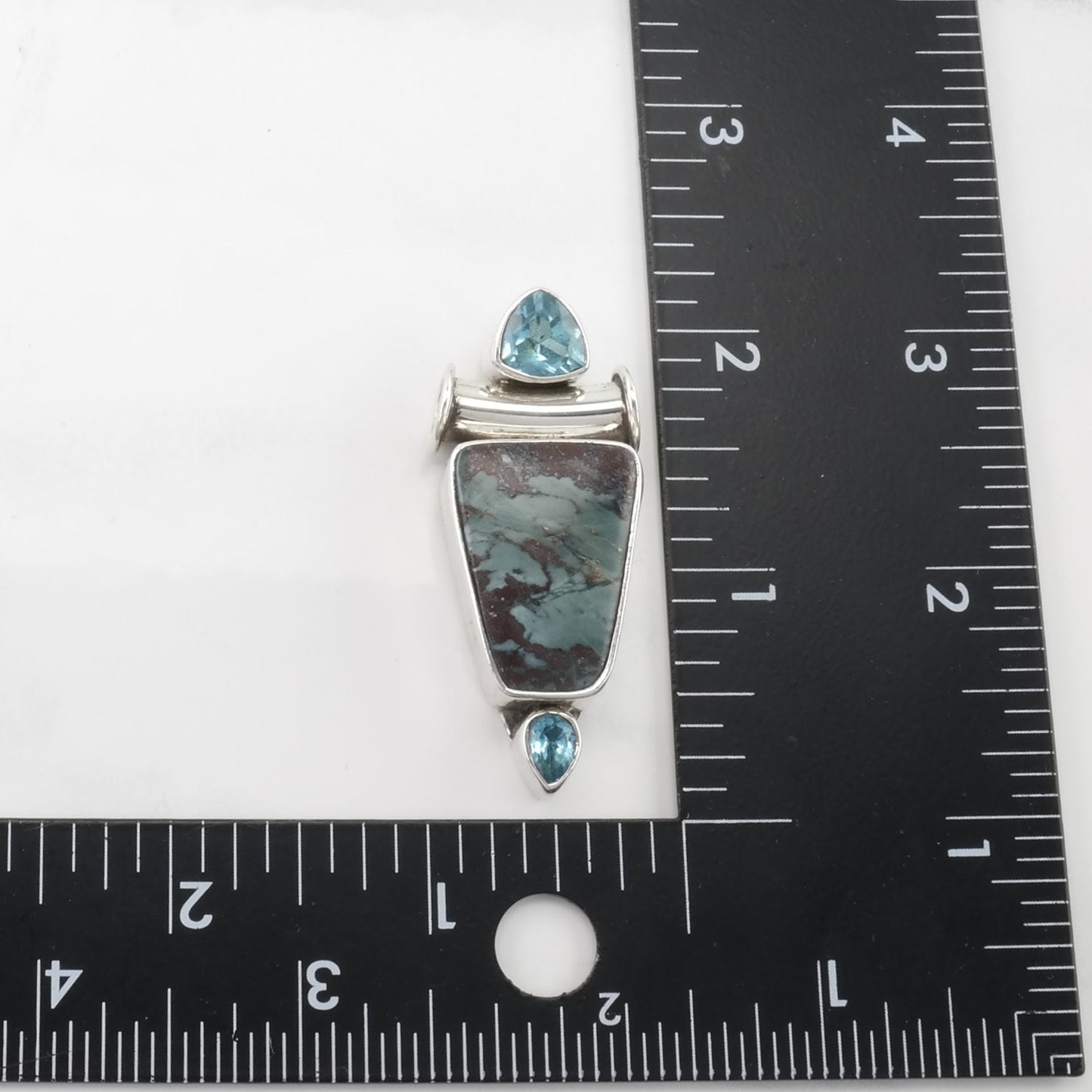 Vintage Charles Albert Blue Gemstone, Topaz Sterling Silver Pendant