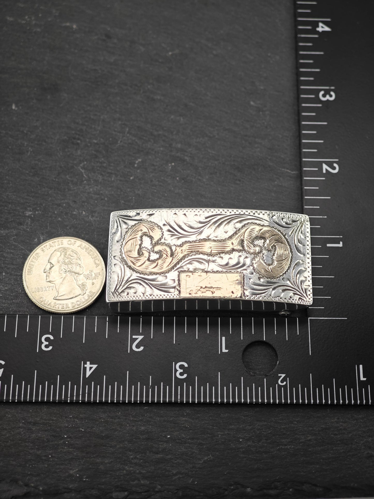 Vintage Mexico Western Sterling Silver Belt Buckle