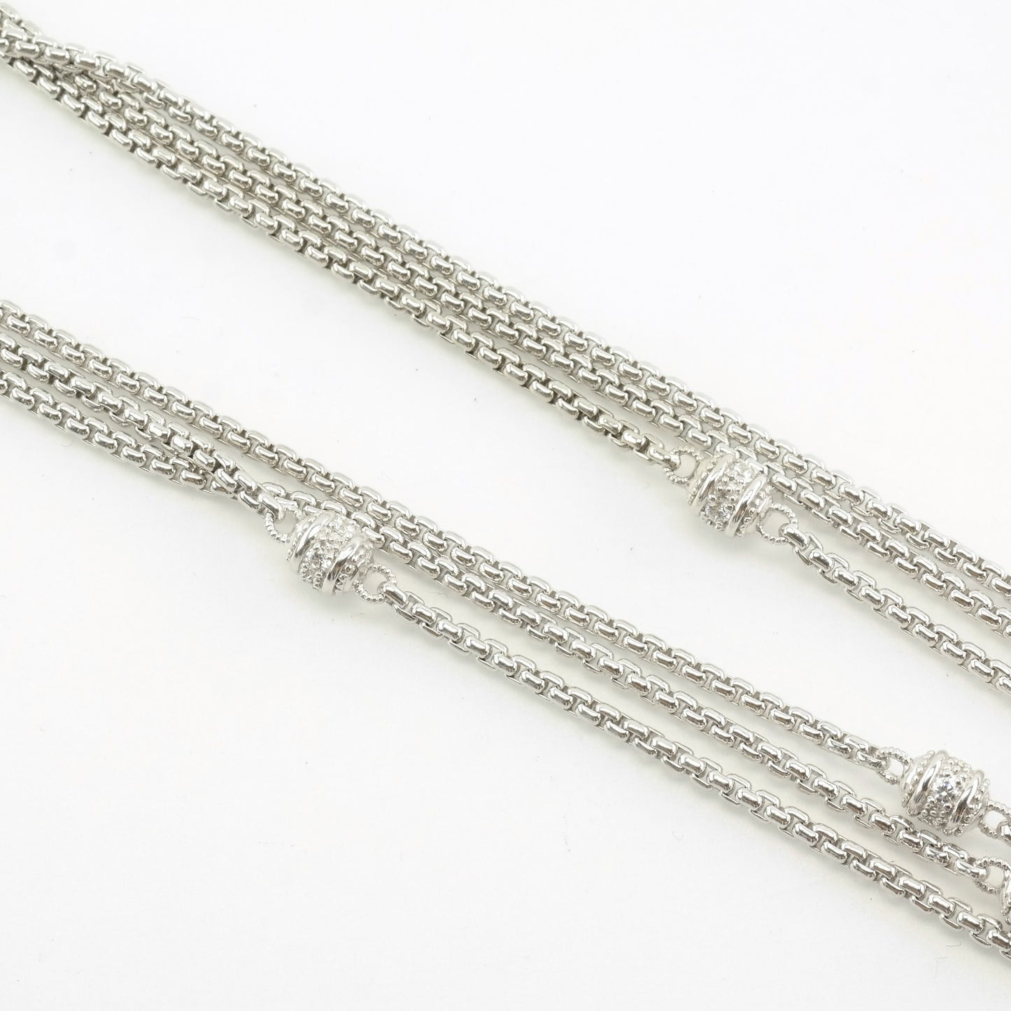 Judith Ripka Sterling Silver CZ Triple Strand Necklace