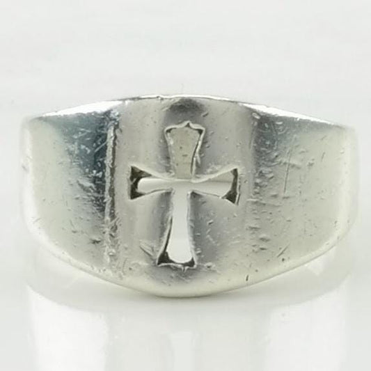 Vintage Sterling Silver Ring Cross Cutout Size 7 3/4