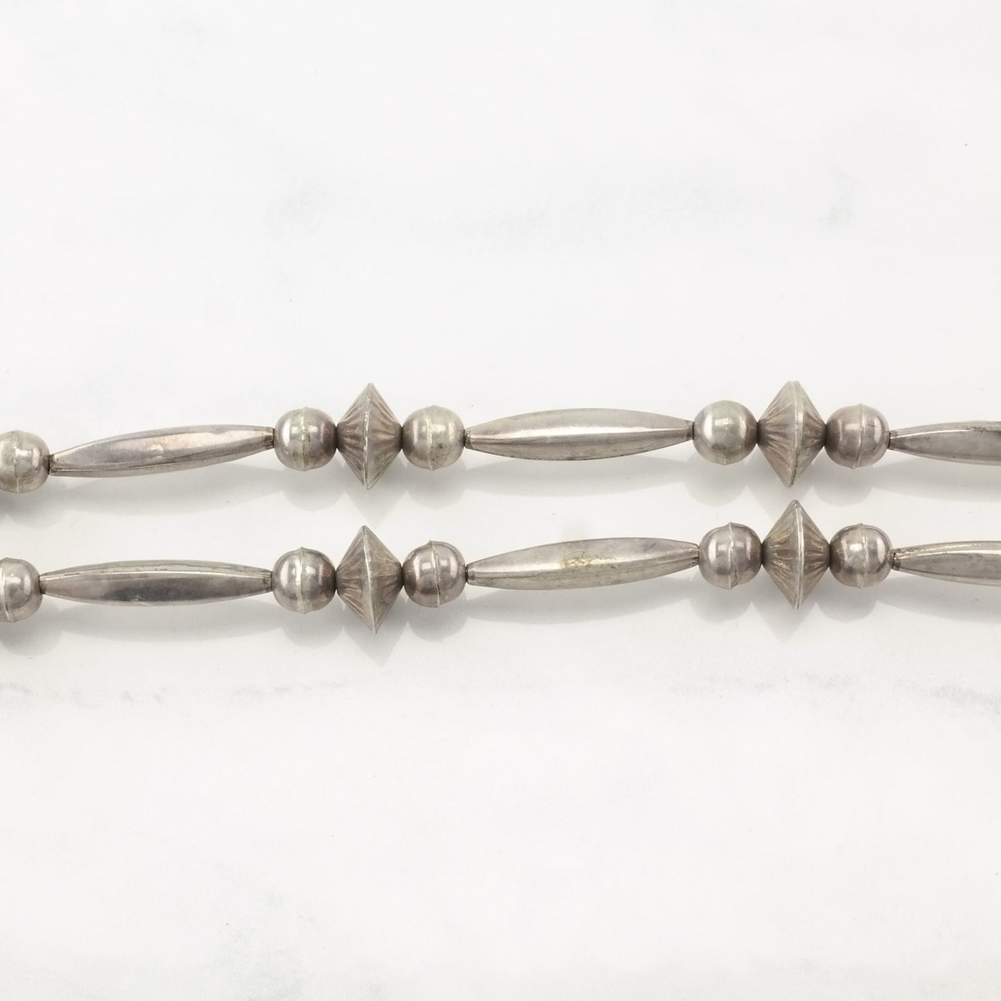 Vintage Native American Sterling Silver Blue Turquoise Brutalist Beaded Necklace