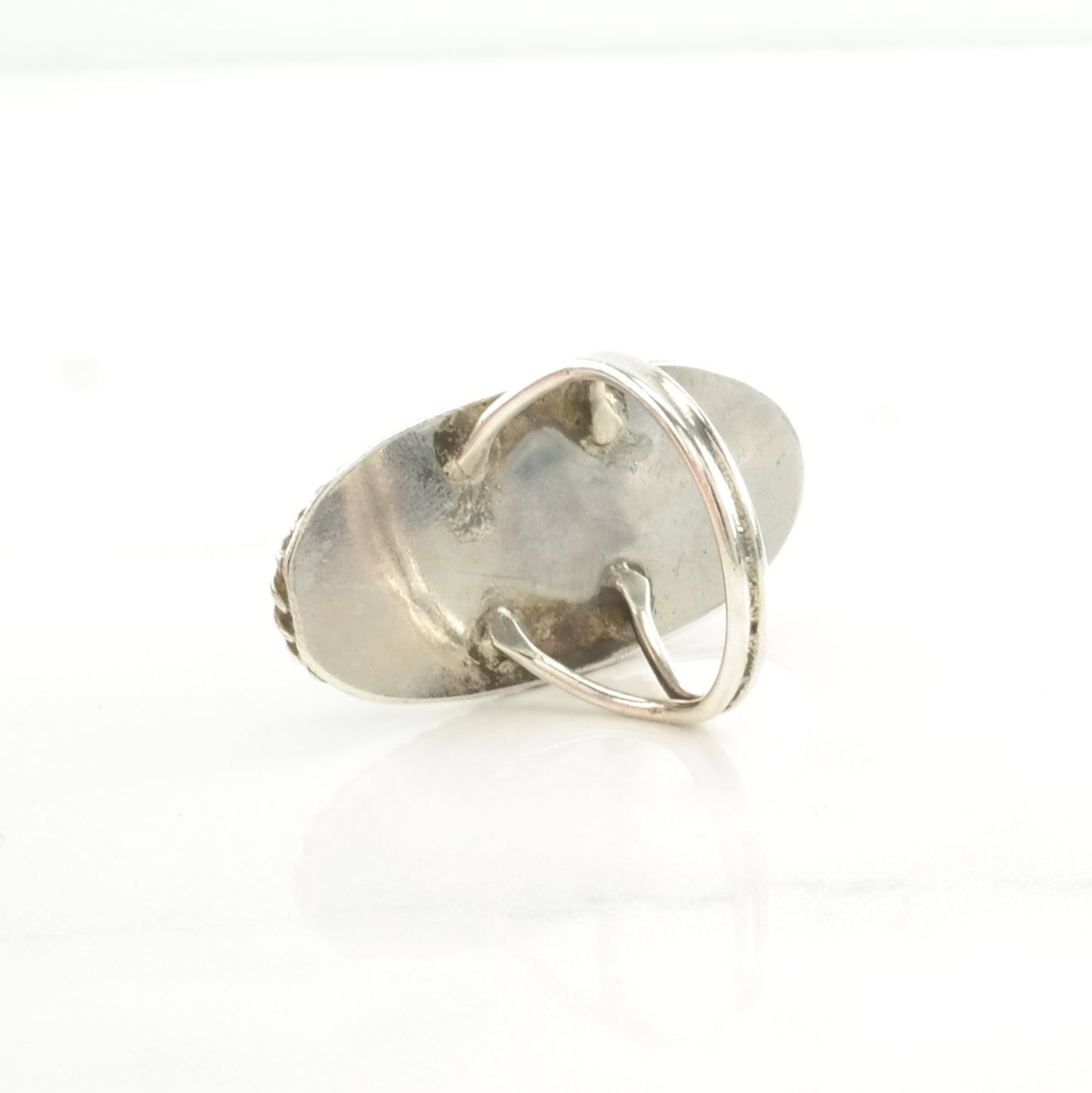 Vintage Native American Silver Ring Turquoise Three Stone, Shield Sterling Blue Size 8