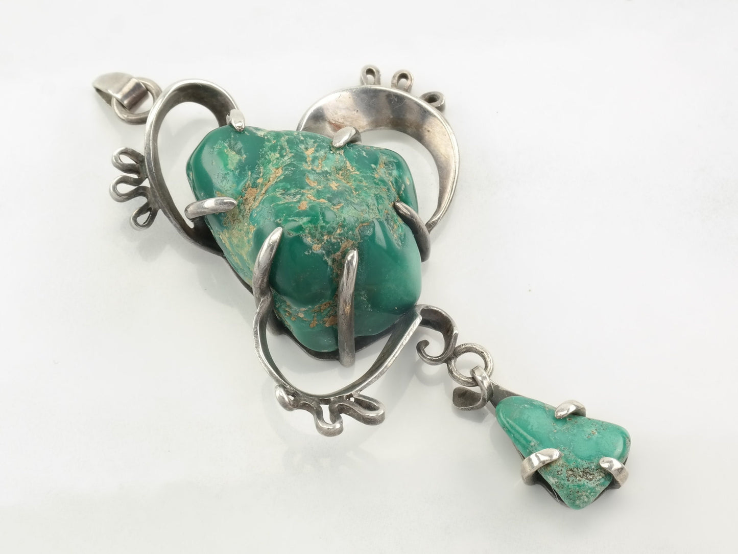 Vintage Turquoise Abstract Sterling Silver Pendant