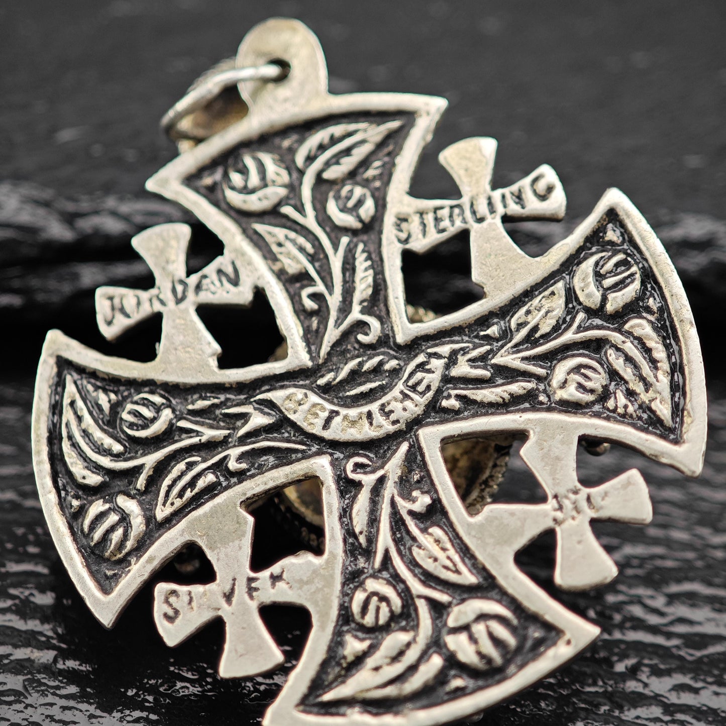 Vintage Jordan Jerusalem, Cross Pendant Sterling Silver