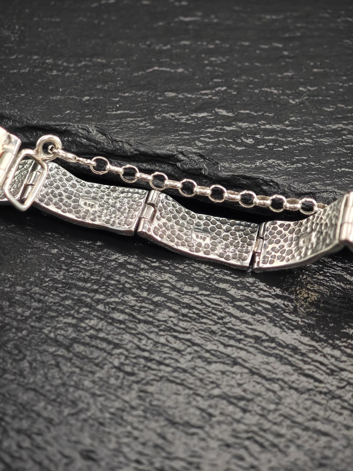 Vintage Two Tone Hammered Bracelet 14k Gold Sterling Silver