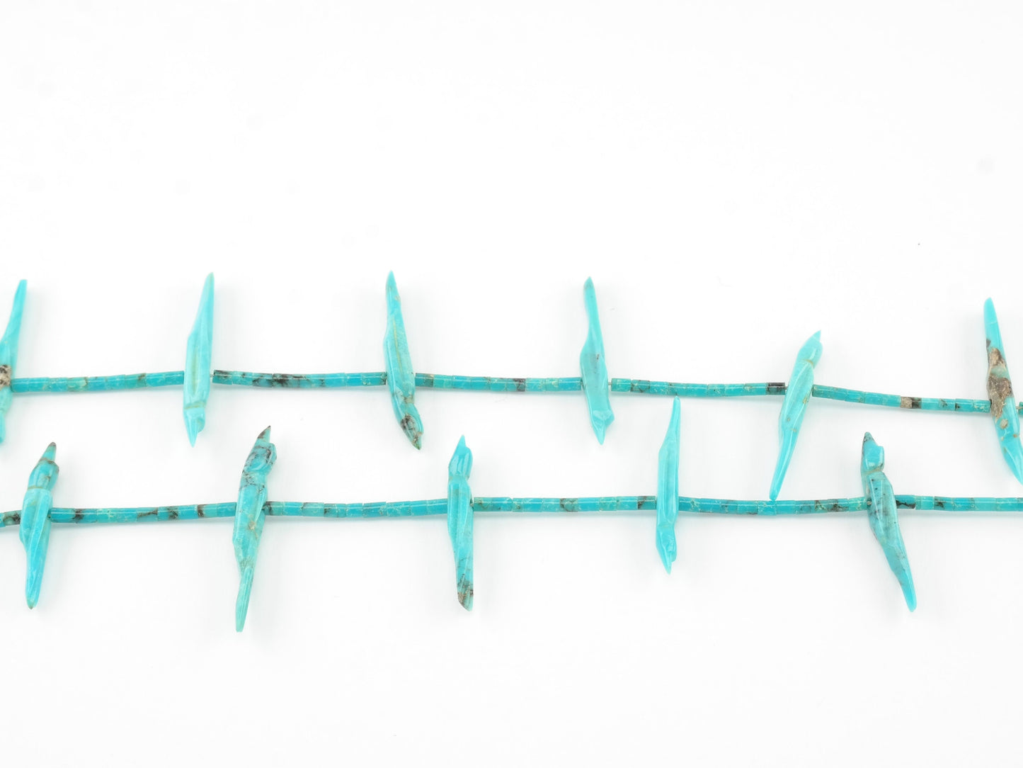 Vintage Zuni Blue Carved Turquoise Heishi Fetish Sterling Silver Necklace