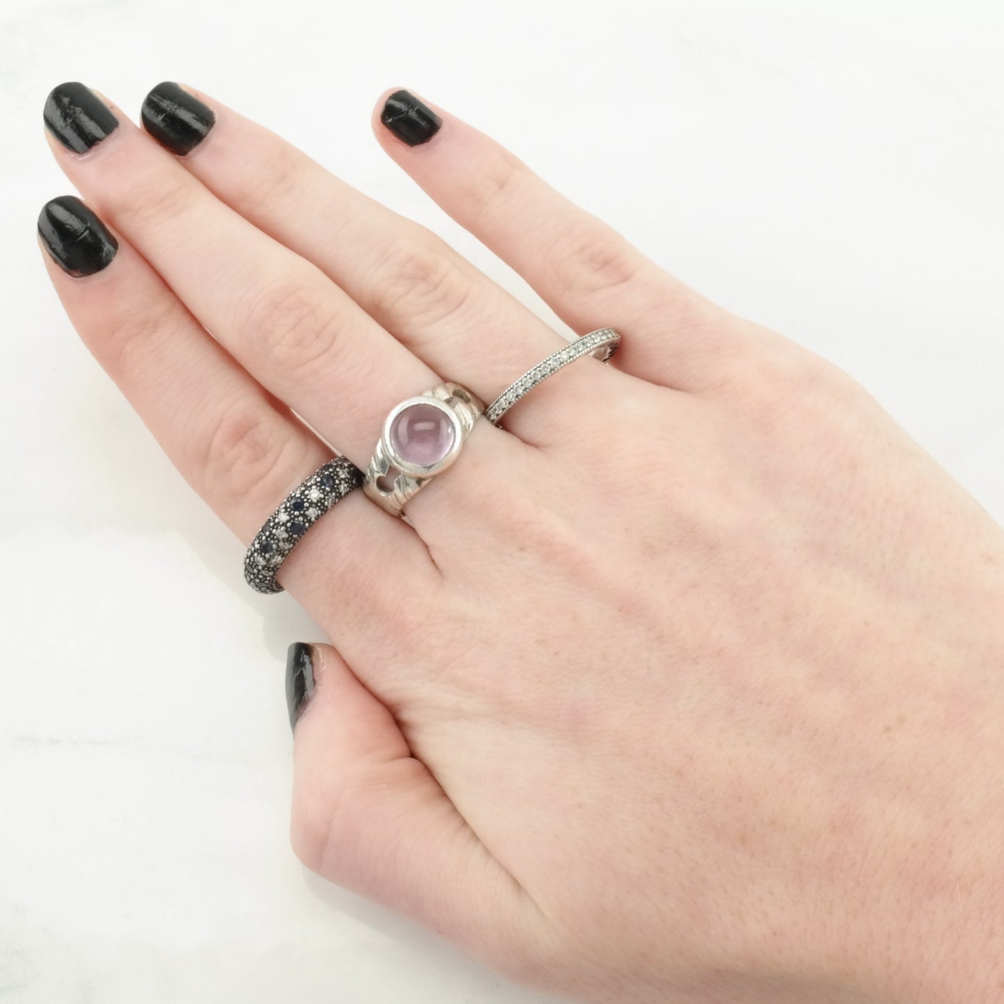 Vintage Sterling Silver Ring Amethyst Solitaire Purple Size 6 1/2