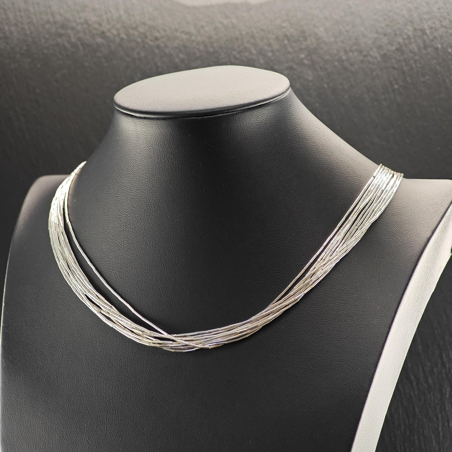 Vintage Liquid Silver 10 Strand, 26 Inch Necklace Sterling Silver