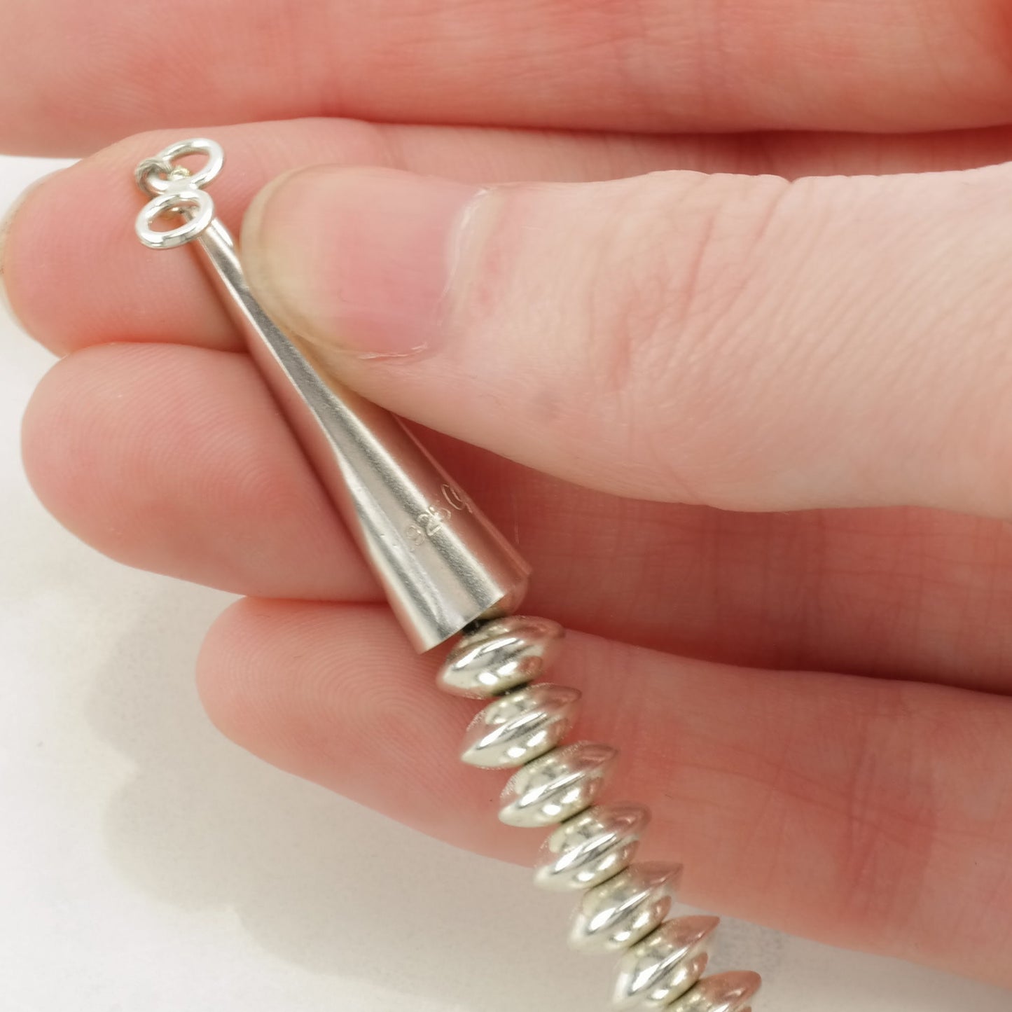 Vintage Native American Sterling Silver Beaded 14k Gold Accents Necklace