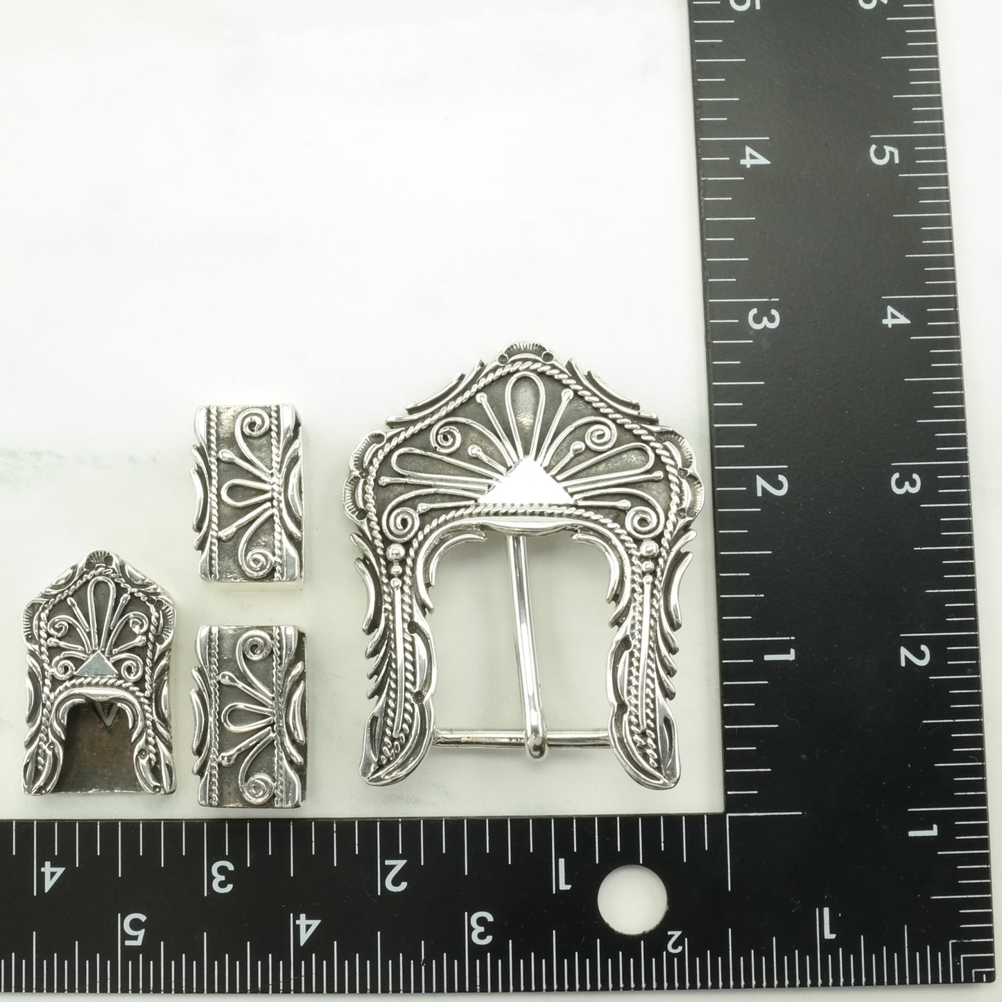 Vintage Getco Inc. Sterling Silver Belt Buckle and Belt Tip