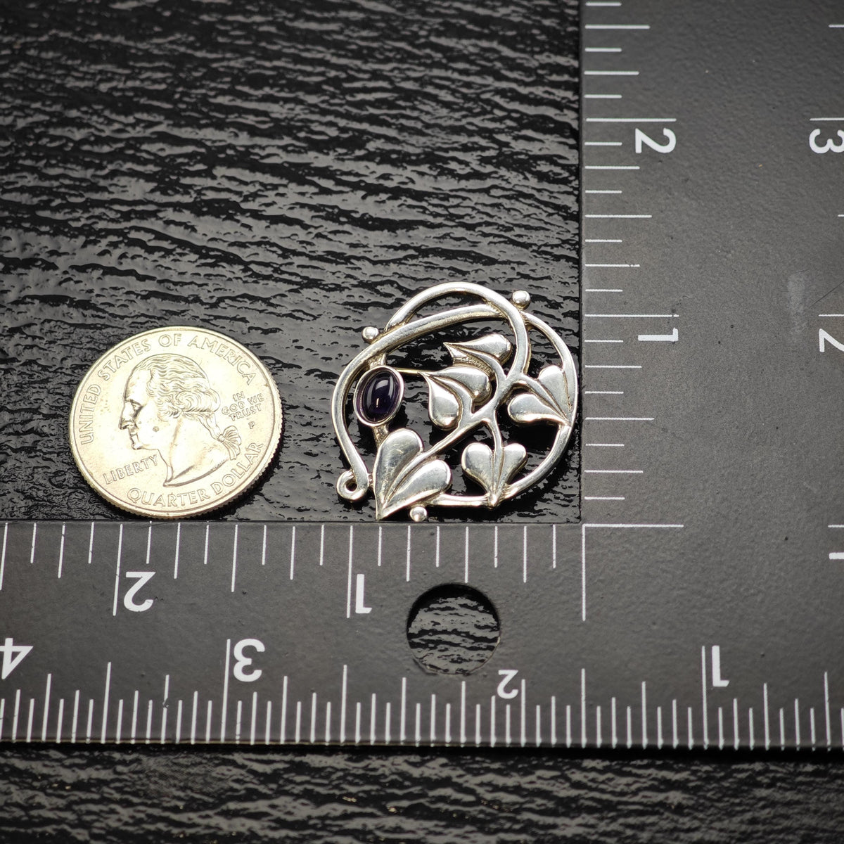 Amethyst Cabochon Sterling Silver Brooch B2263