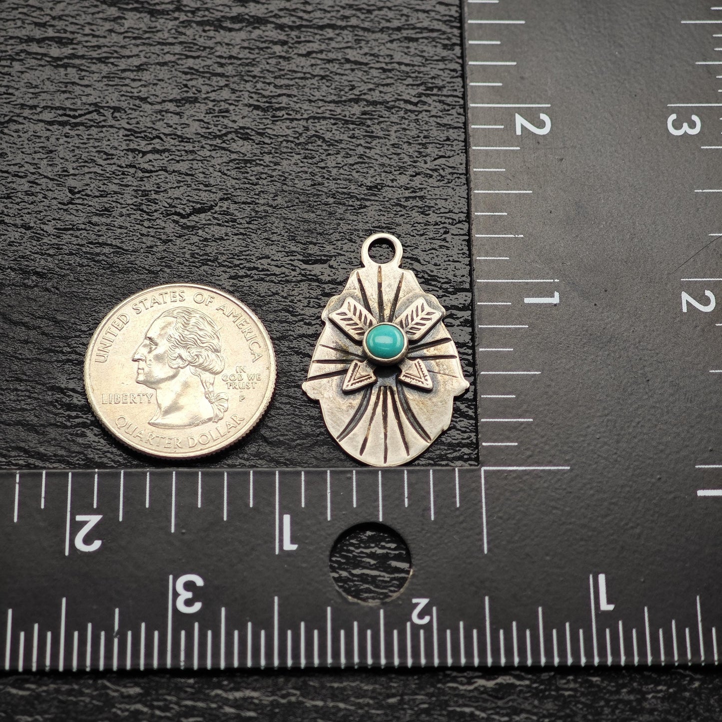 Vintage Native American Turquoise Pendant Sterling Silver