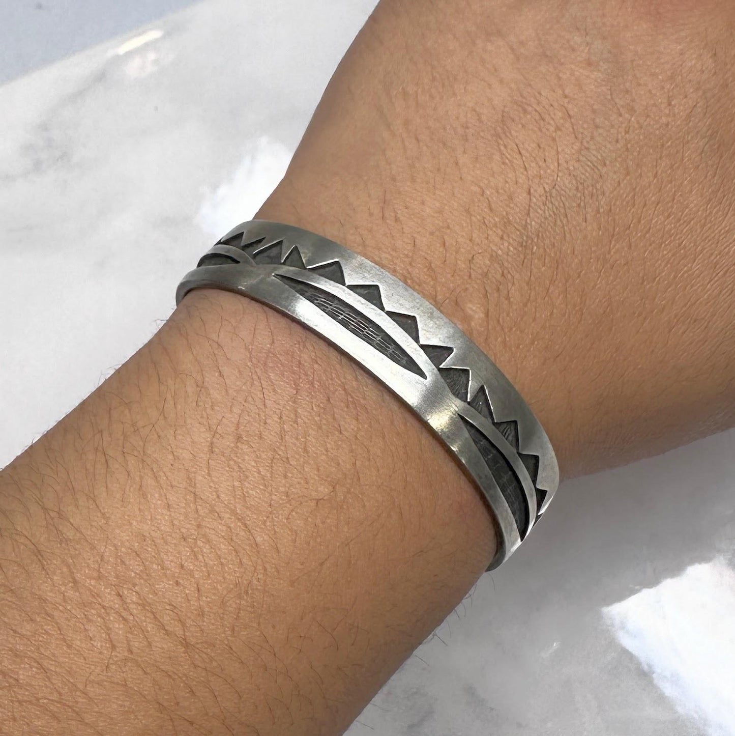 Vintage Hopi Sterling Silver Overlay Cuff Bracelet, Native American, Southwestern Jewelry, Signed Phillip Honanie, 1970s