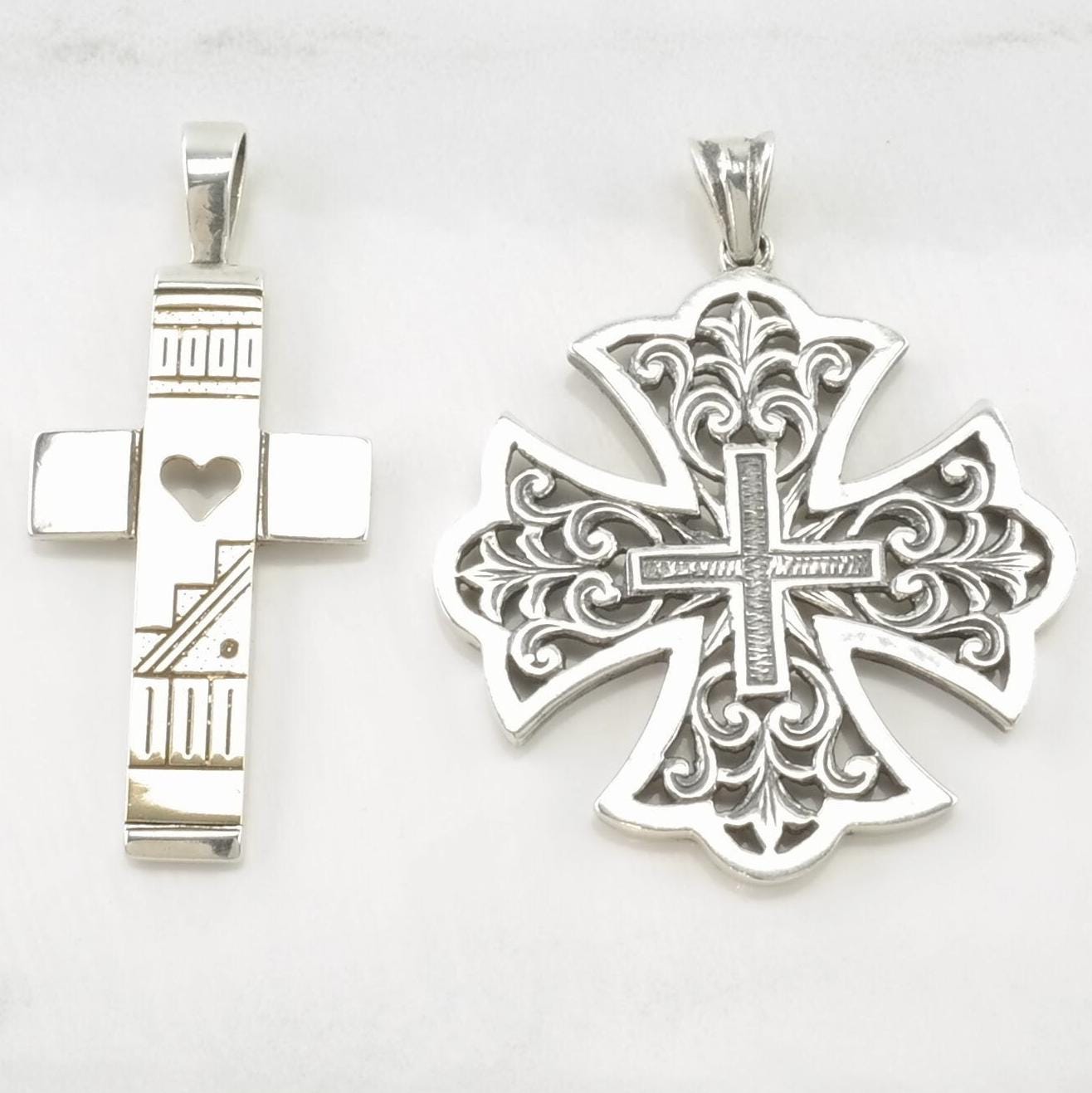 Choice of Vintage Cross Cutouts Sterling Silver Pendant