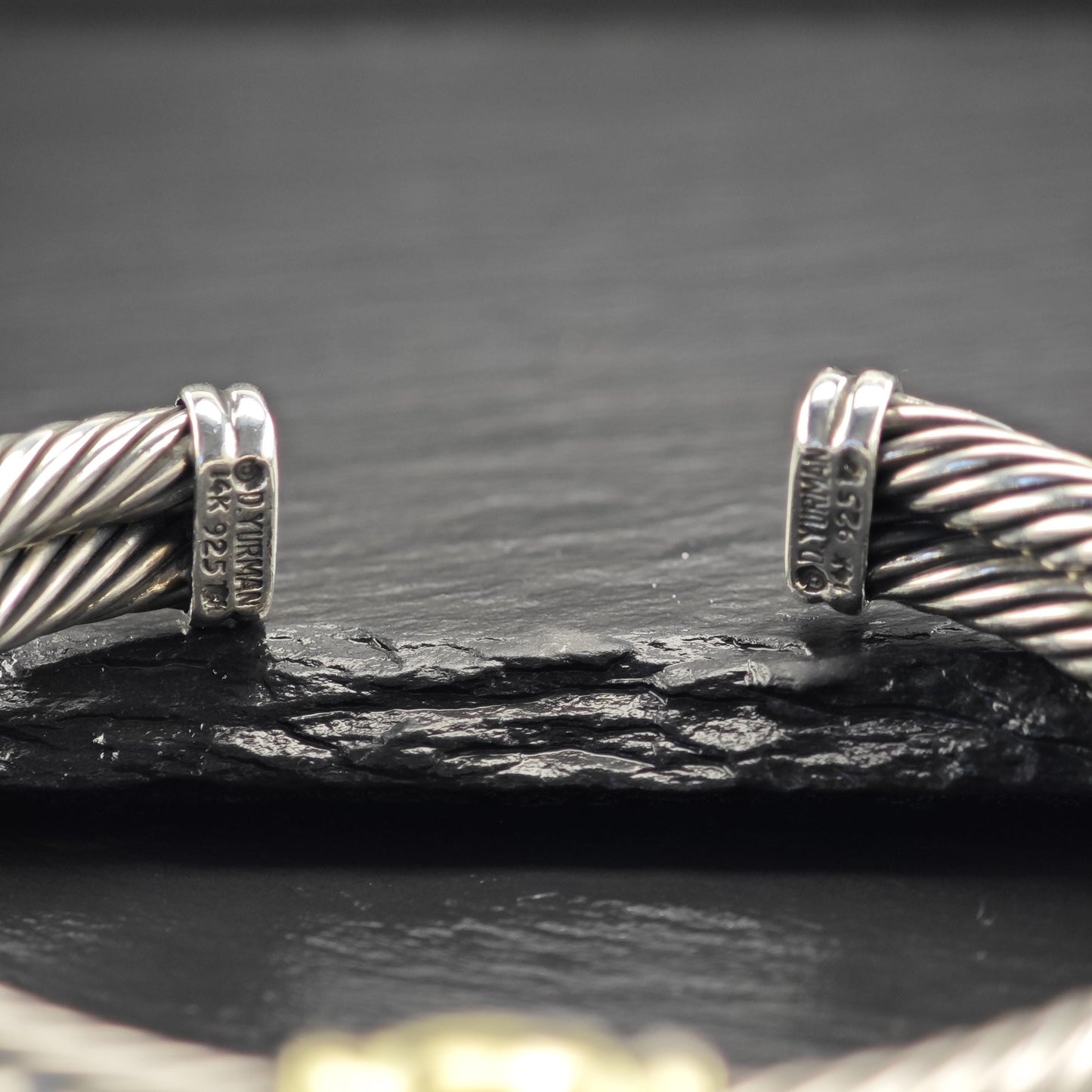 David Yurman Renaissance Cuff Bracelet 10mm 14K Gold Accent Sterling Silver Amethyst