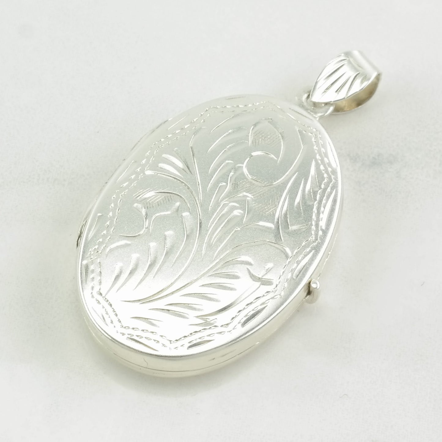Vintage Engraved Locket Sterling Silver Pendant