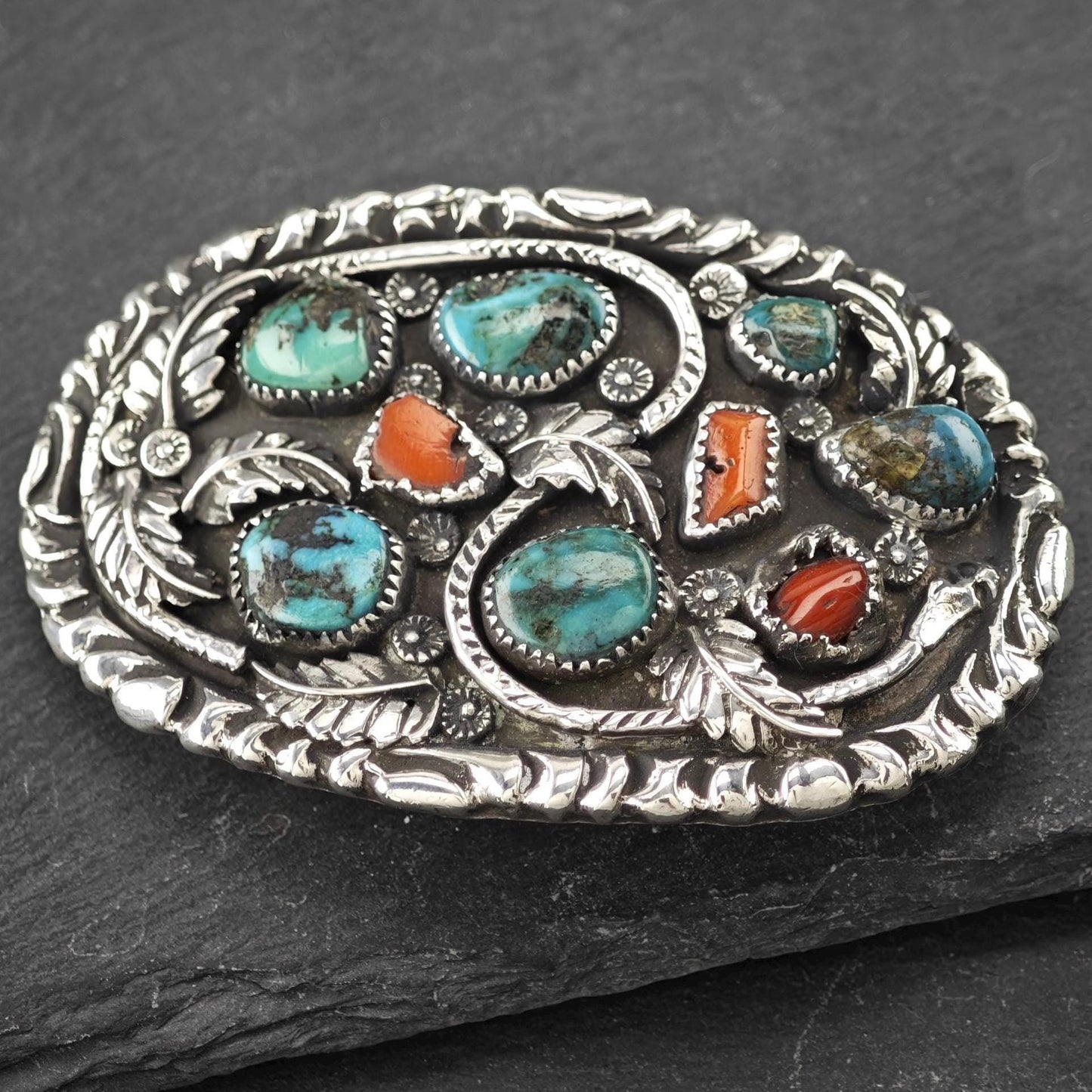 Attr Dan Simplicio Zuni, Native American Belt Buckle Sterling Silver