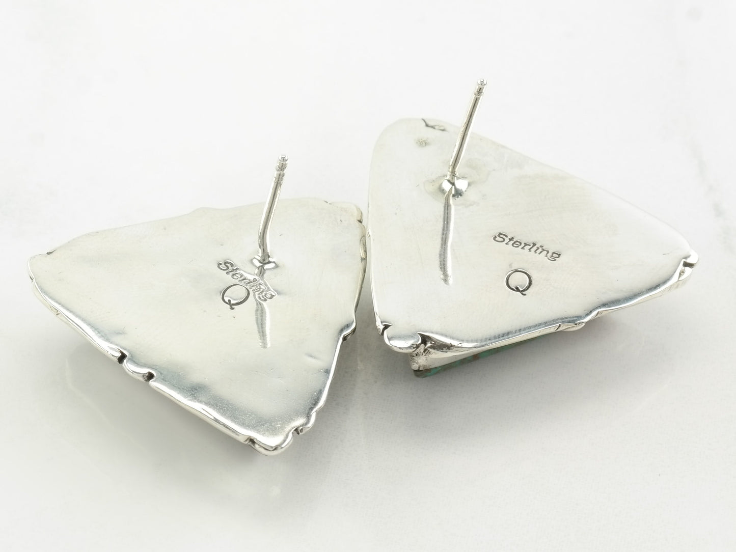 Southwest Sterling Silver Turquoise Triangle Earrings Stud
