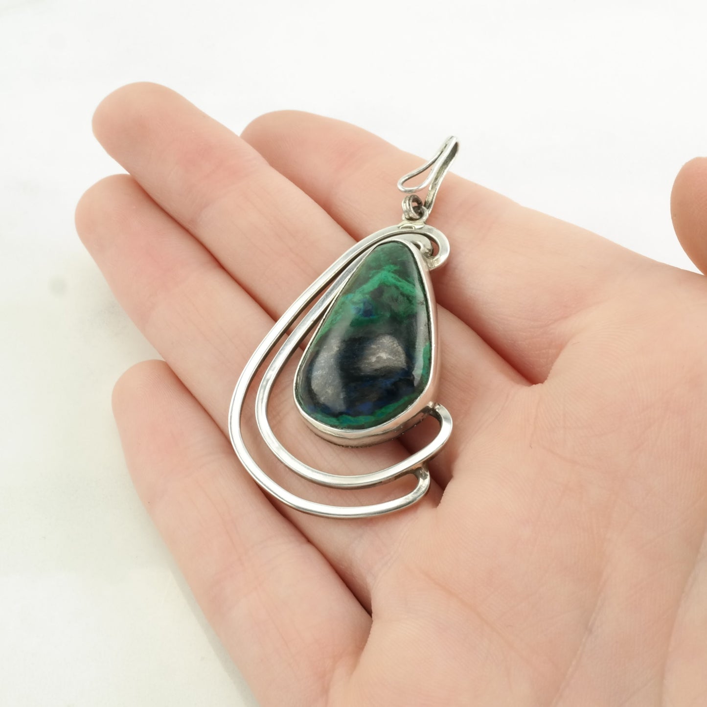 Vintage Chrysocolla Sterling Silver Pendant