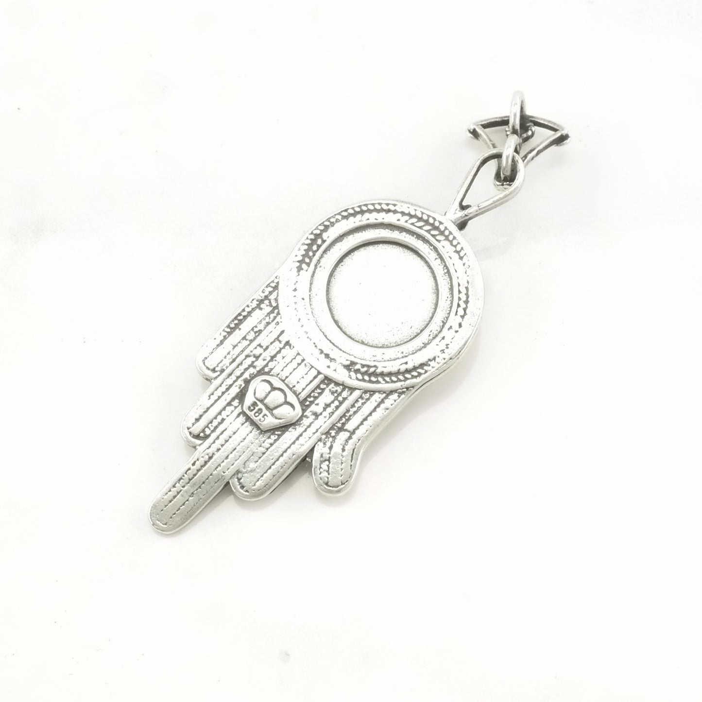 Vintage Sea Glass Hamsa Sterling Silver Pendant
