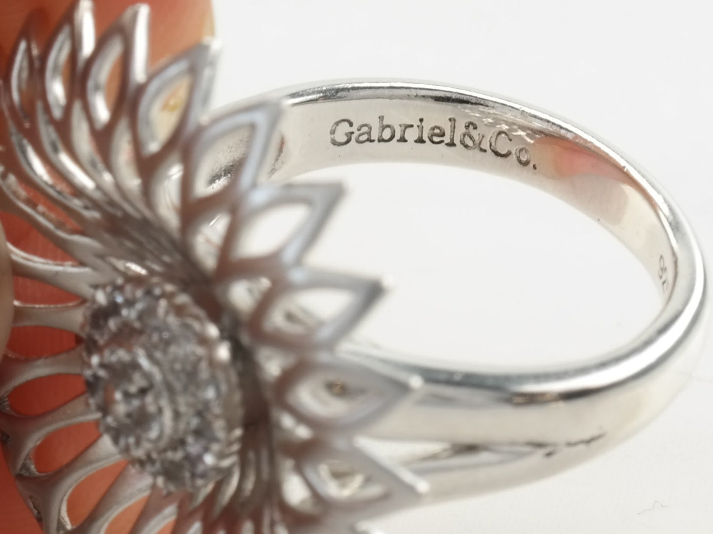 Vintage Gabriel & Co. Silver Ring White Topaz Flower Sterling Size 7